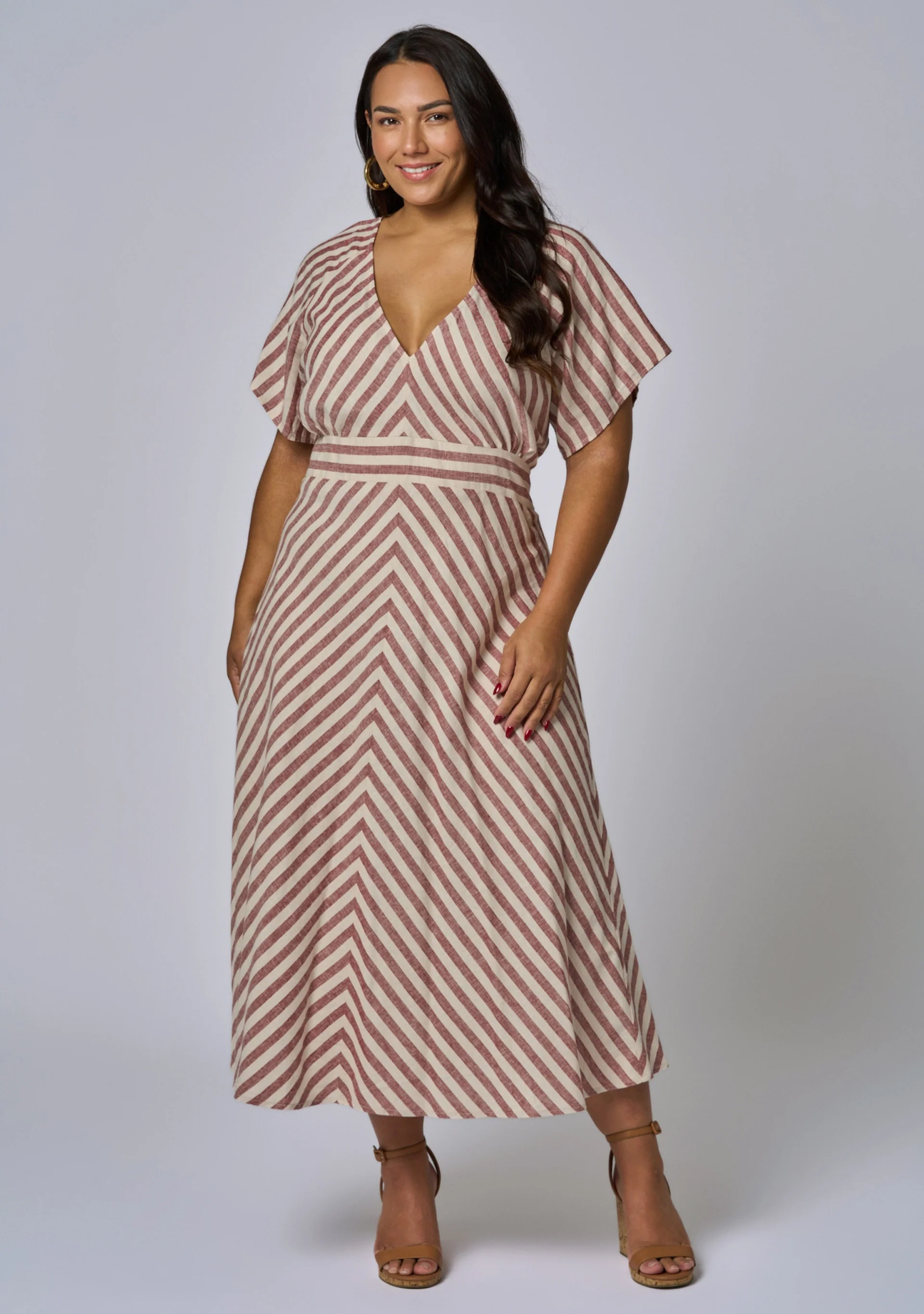 Allegra Linen Stripe Midi Dress - Image 2