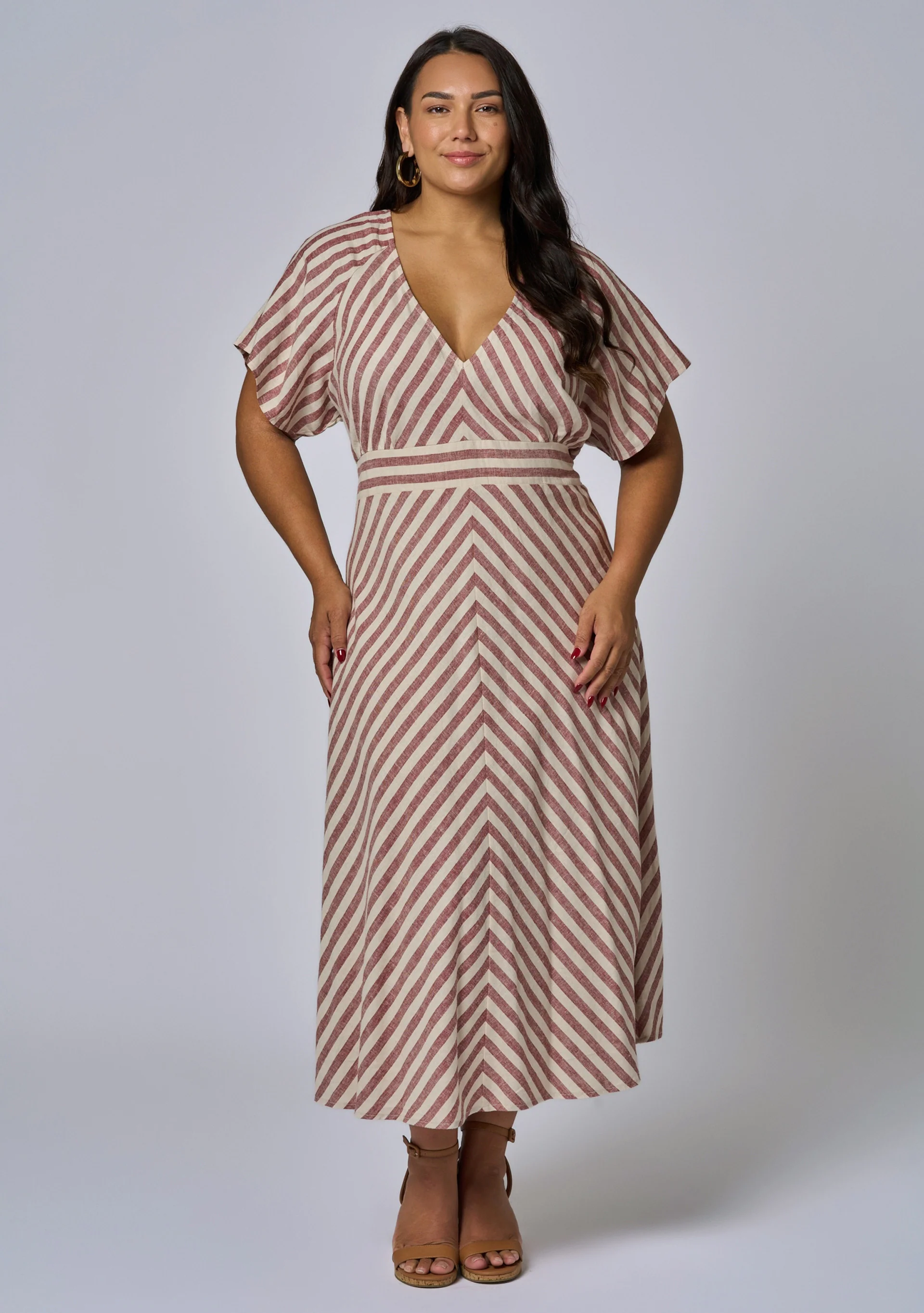Allegra Linen Stripe Midi Dress - Image 3