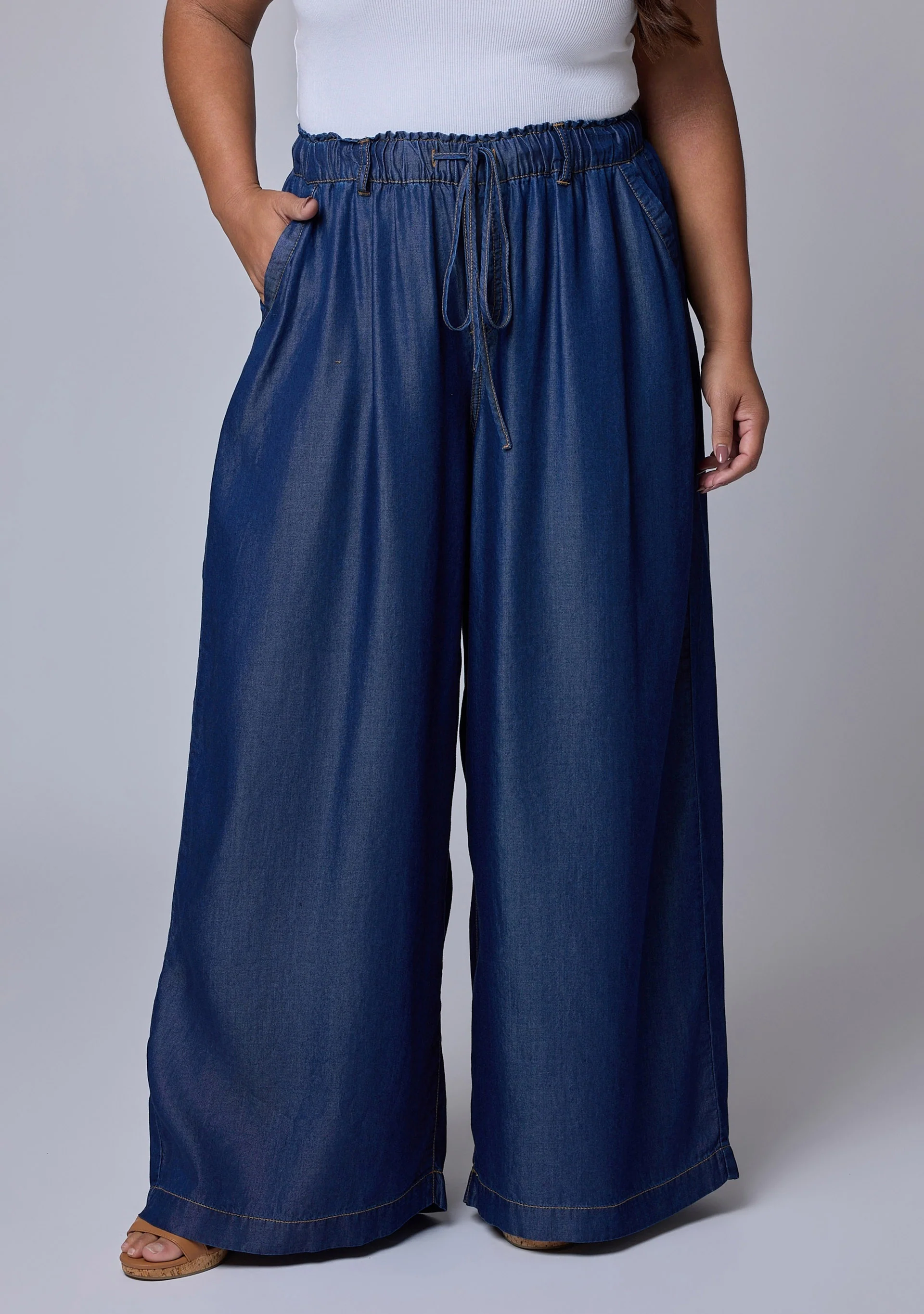 Blake Chambray Wide Leg Pants - Image 2