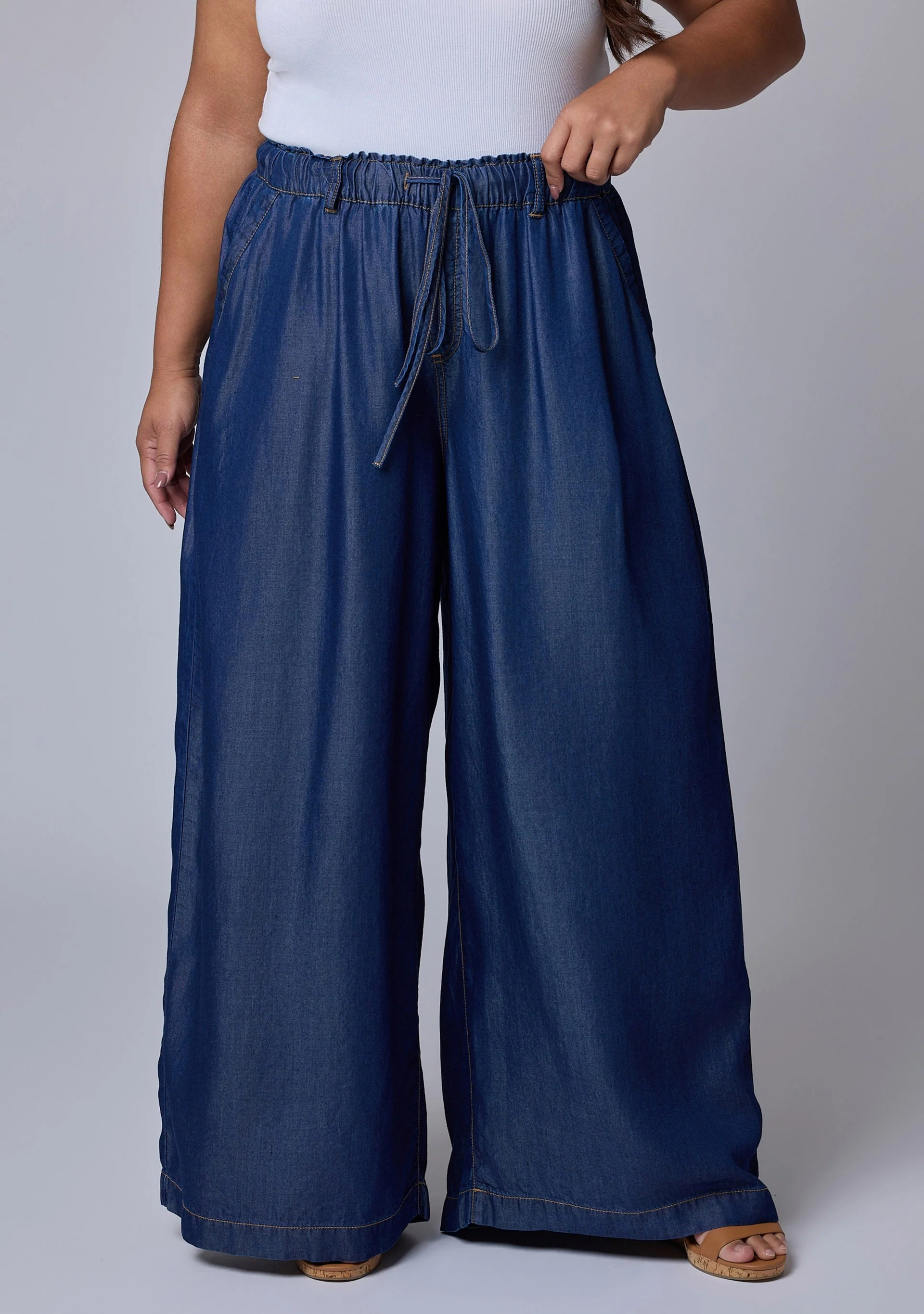 Blake Chambray Wide Leg Pants - Image 3
