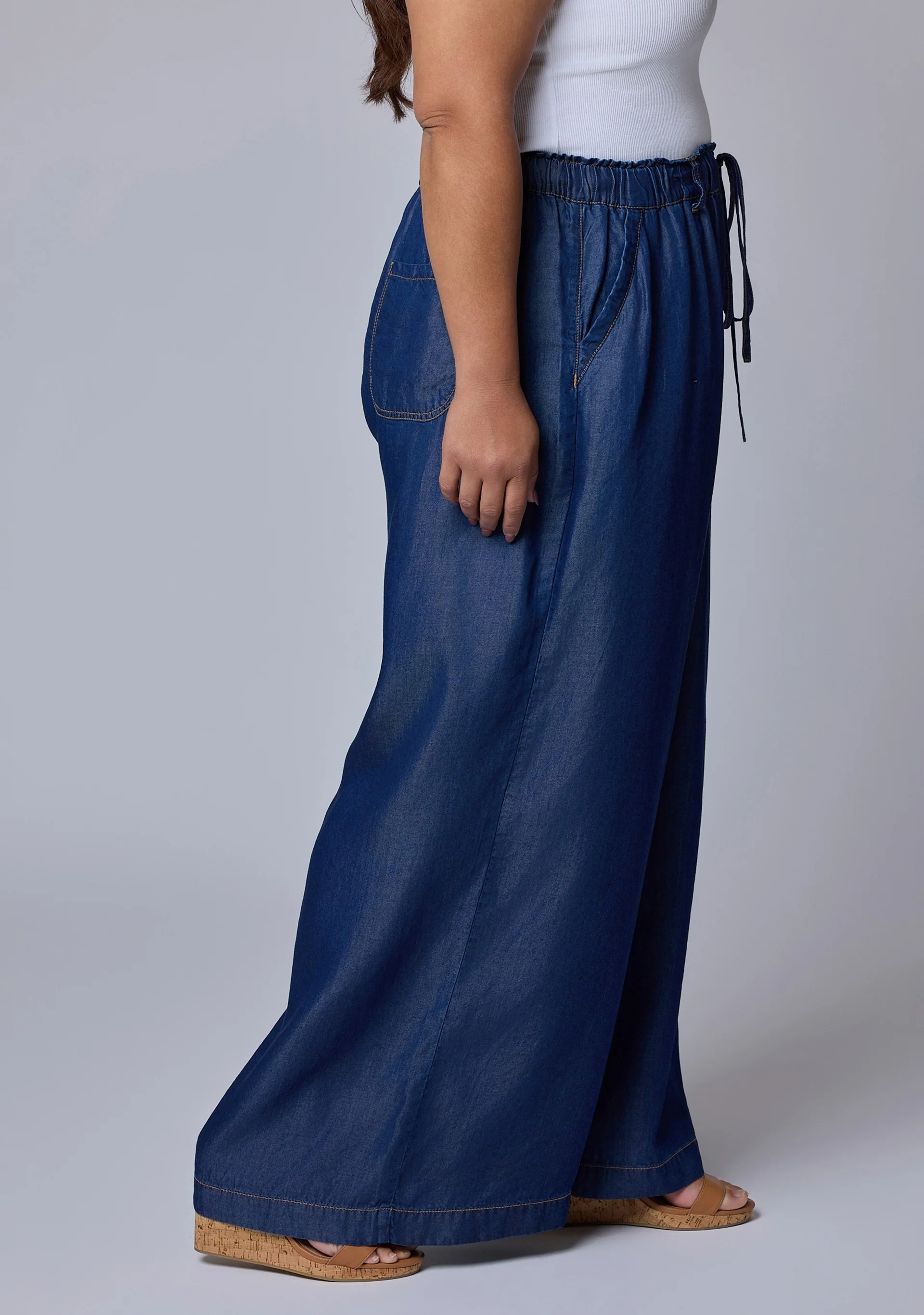 Blake Chambray Wide Leg Pants - Image 4