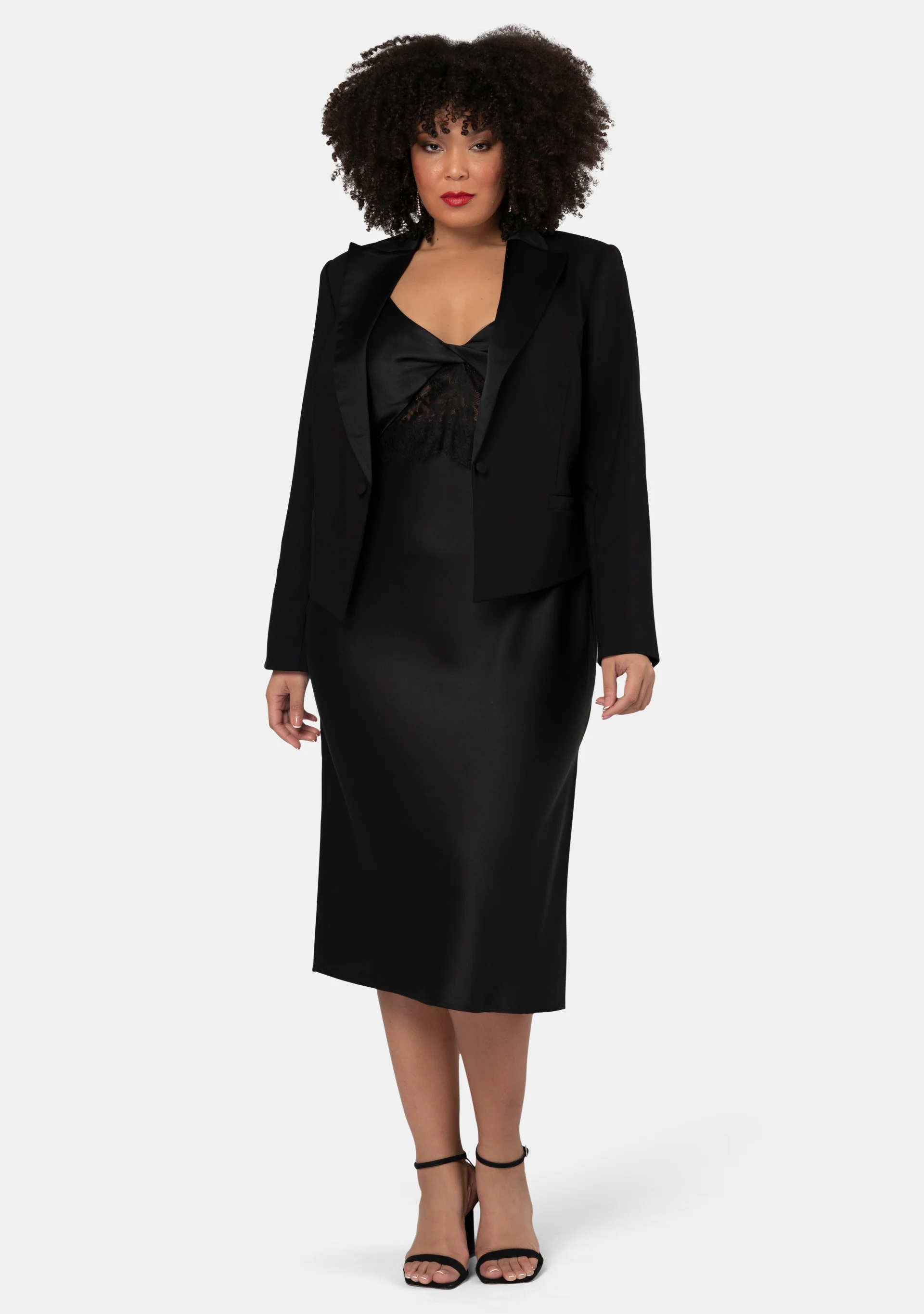 Her Satin Trim Crop Blazer - Image 3