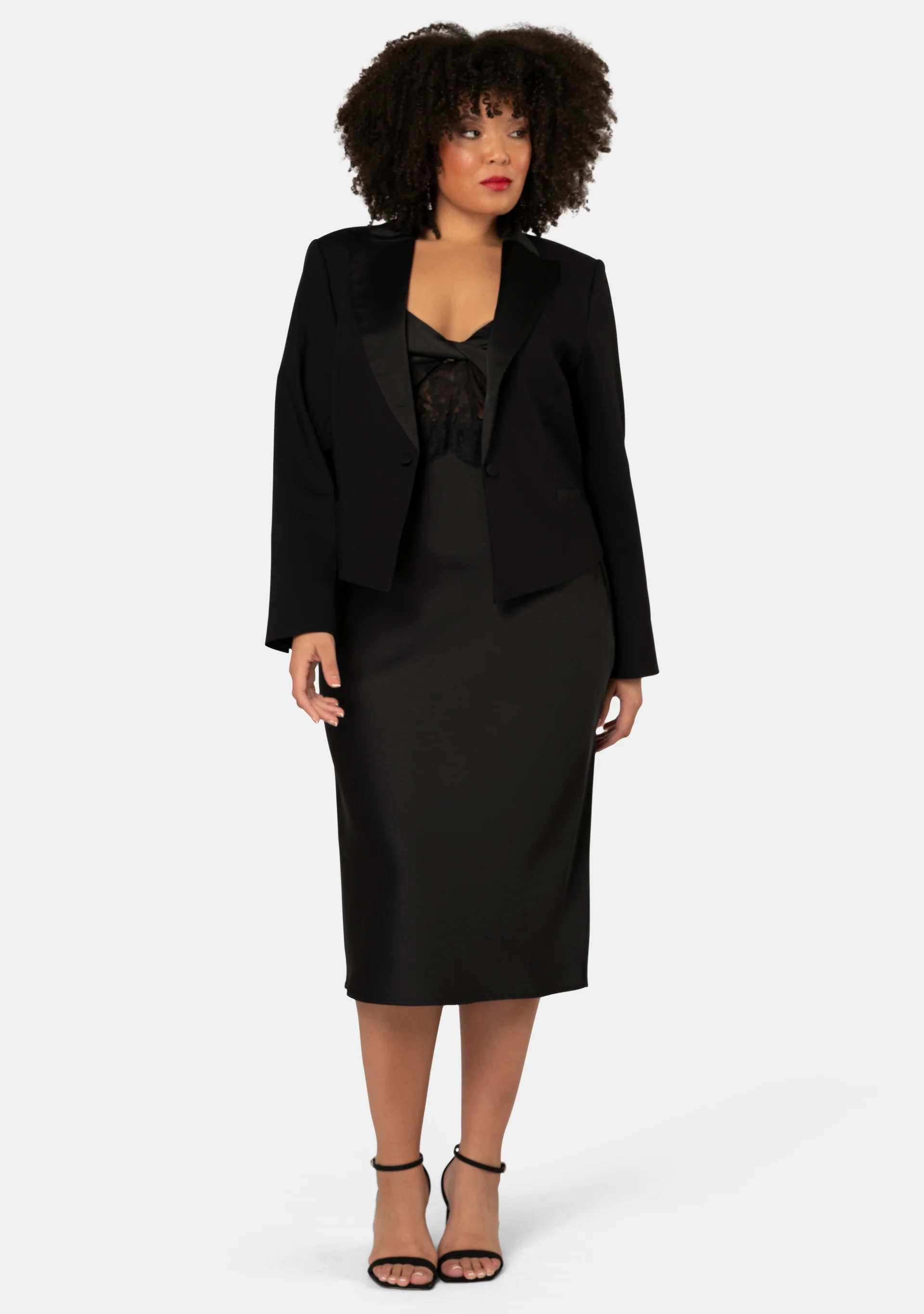 Her Satin Trim Crop Blazer - Image 4