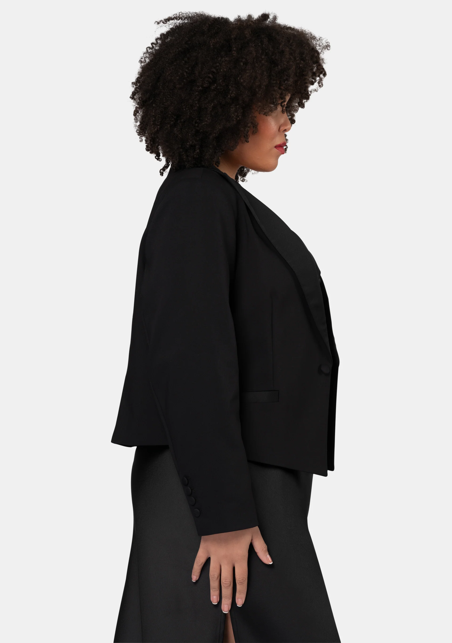 Her Satin Trim Crop Blazer - Image 5