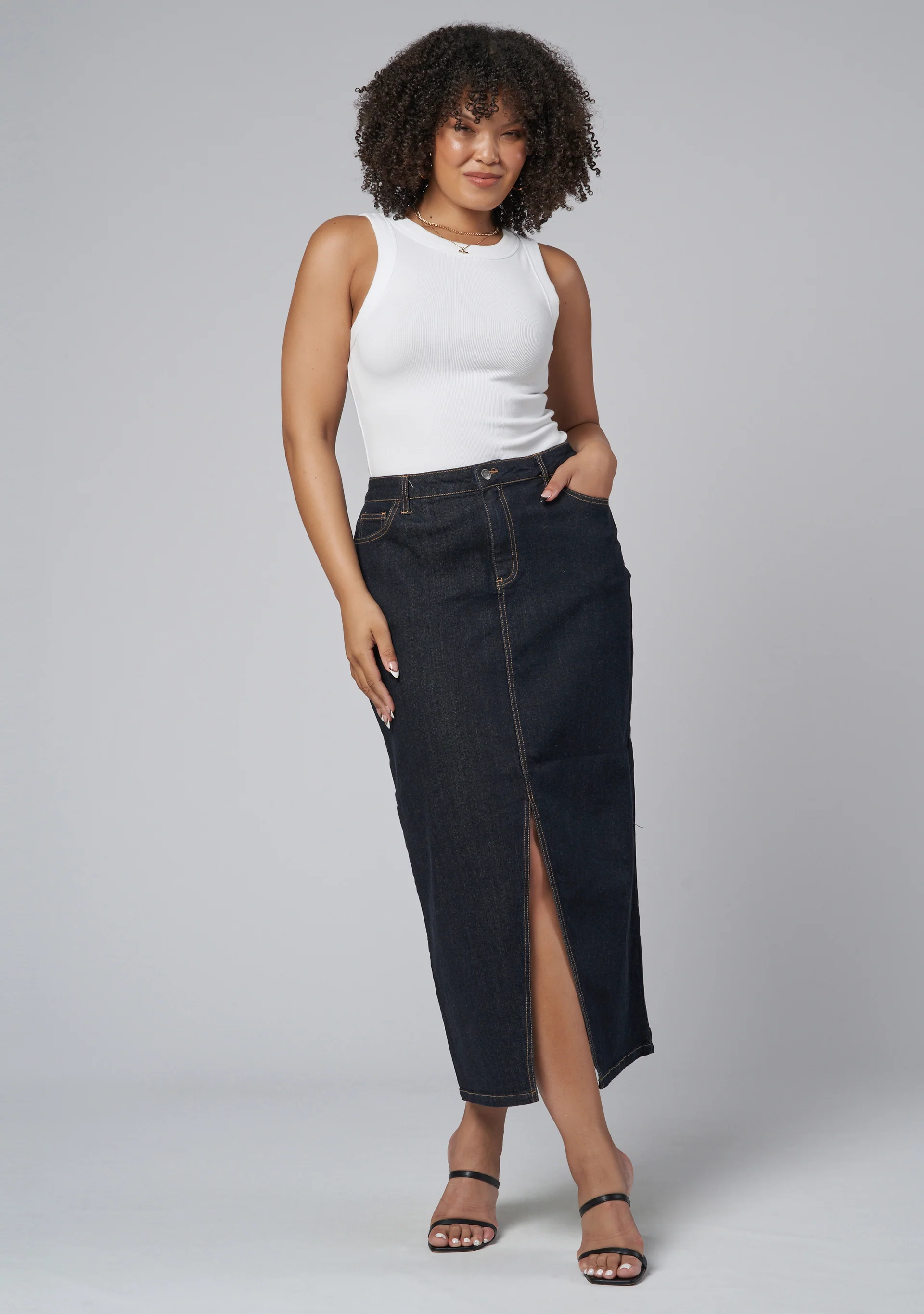 Hype Denim Maxi Skirt - Image 2