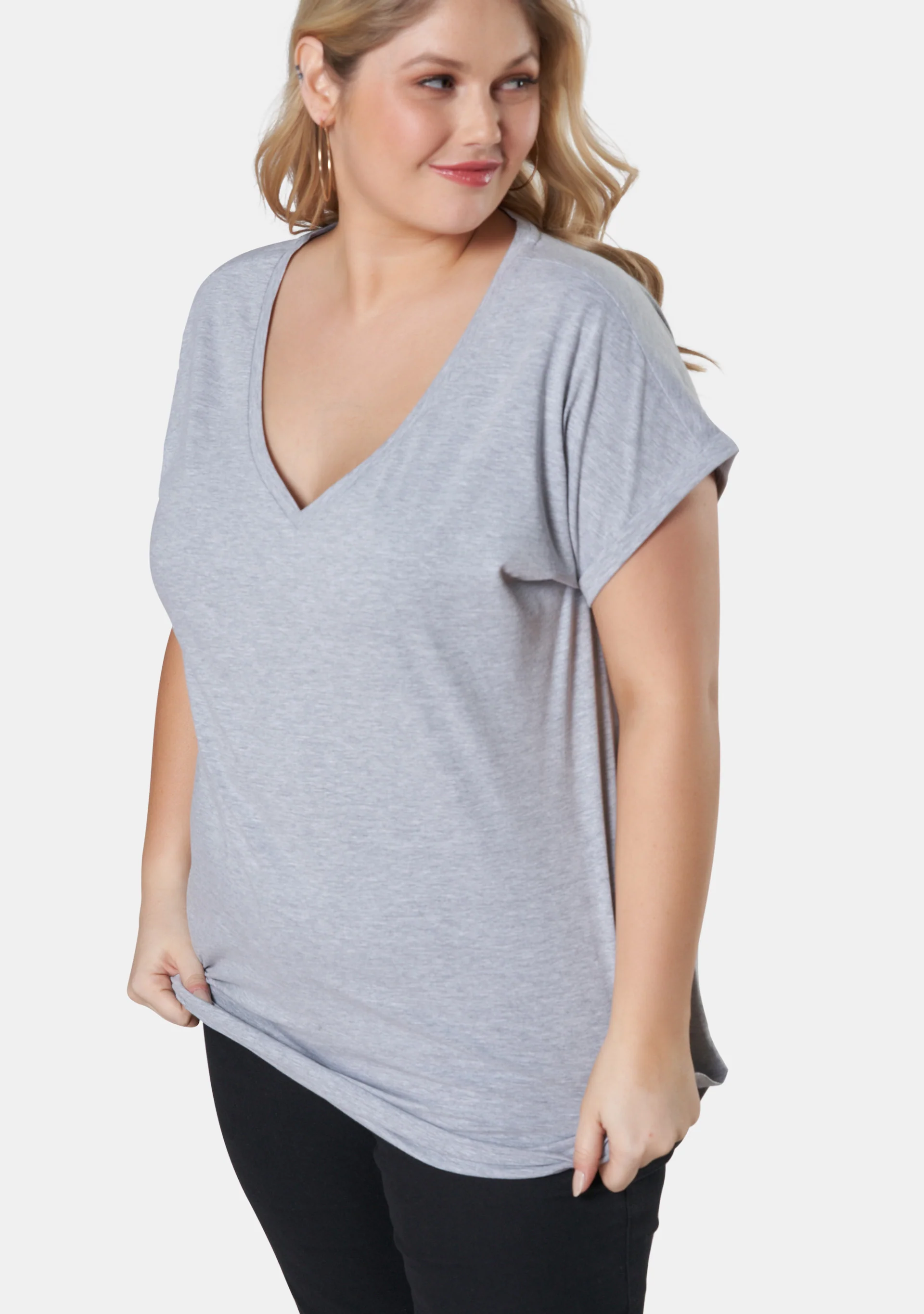 Jacinta Longline V Neck Tee - Image 3