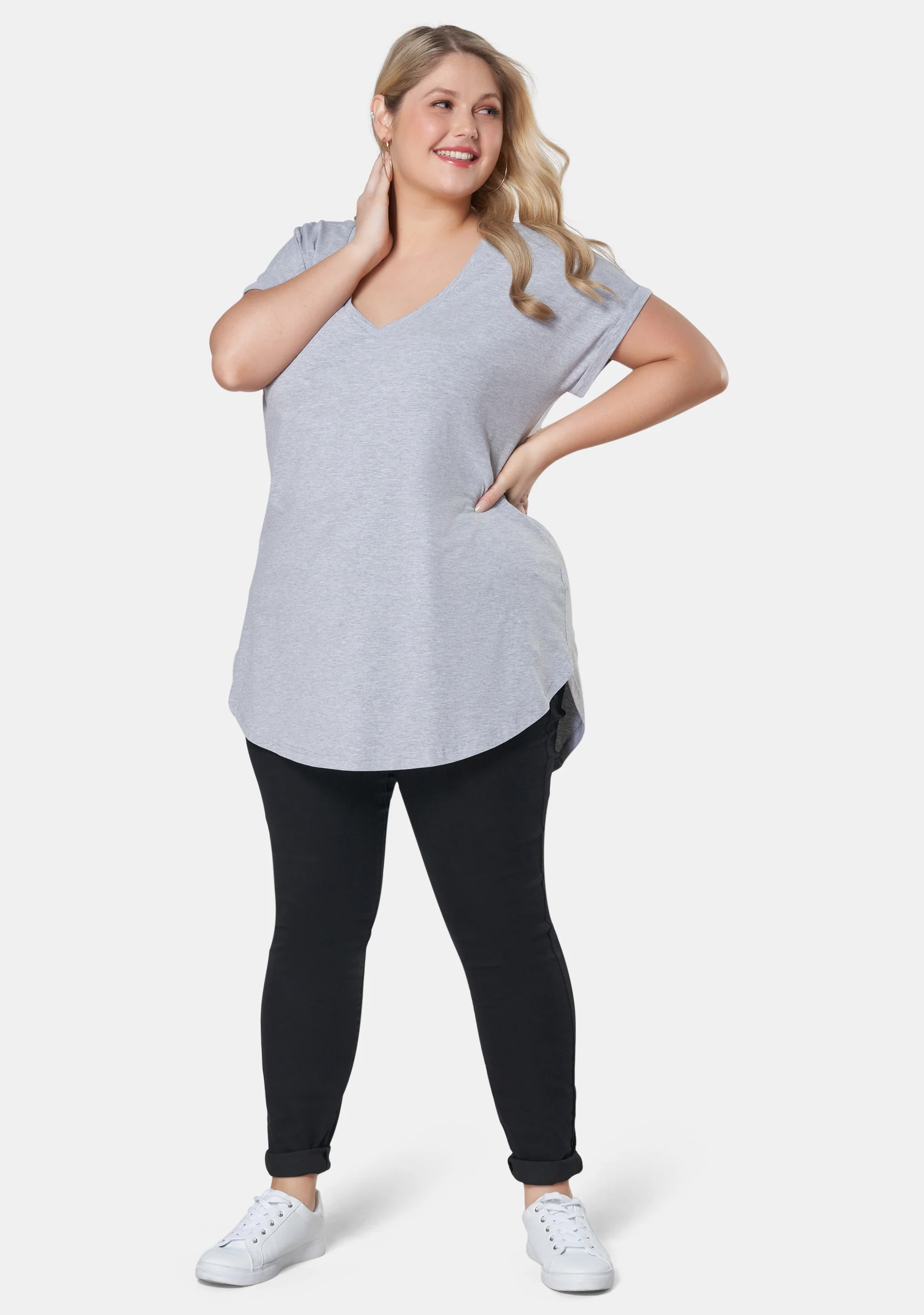 Jacinta Longline V Neck Tee - Image 4