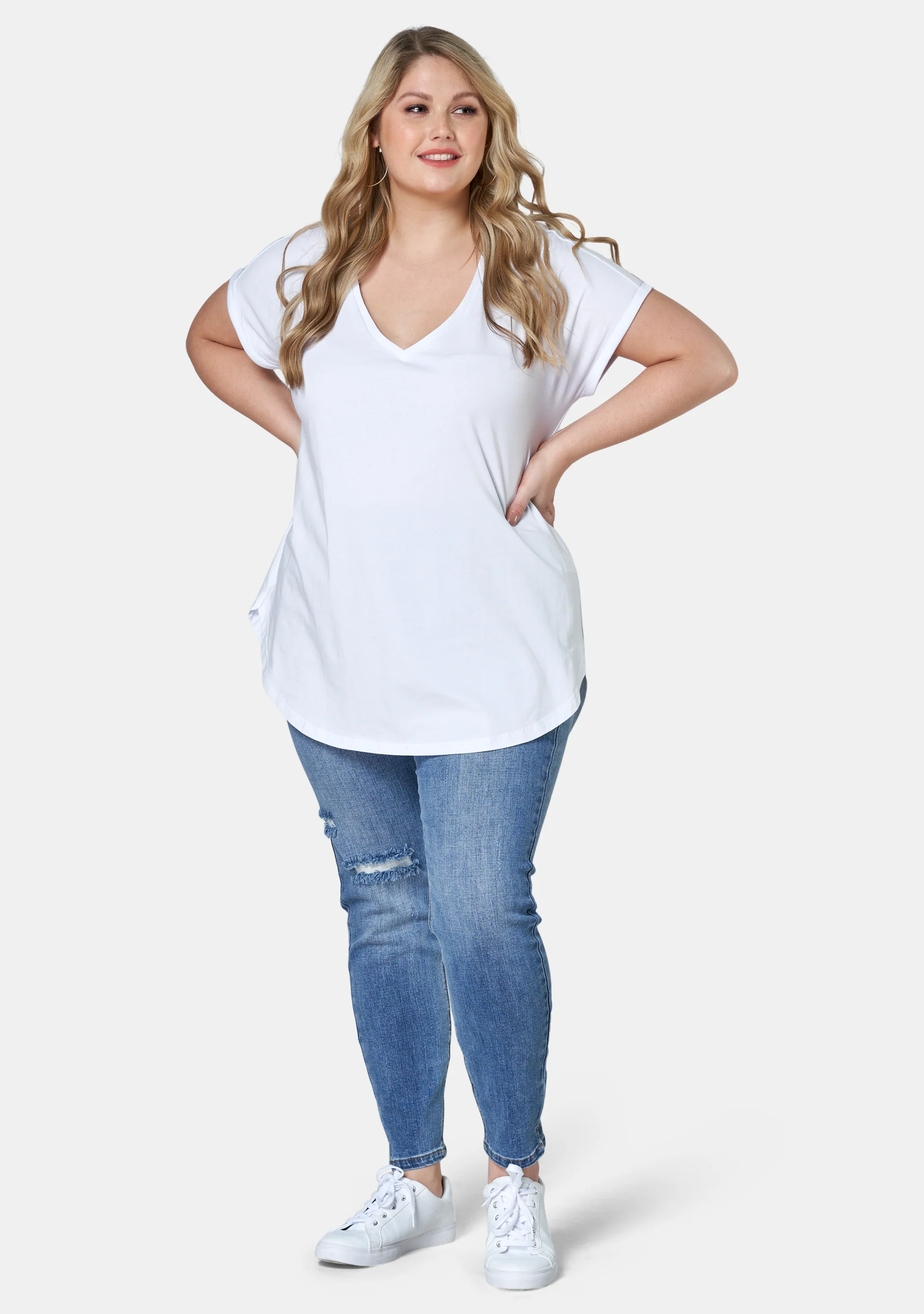 Jacinta Longline V Neck Tee - Image 4