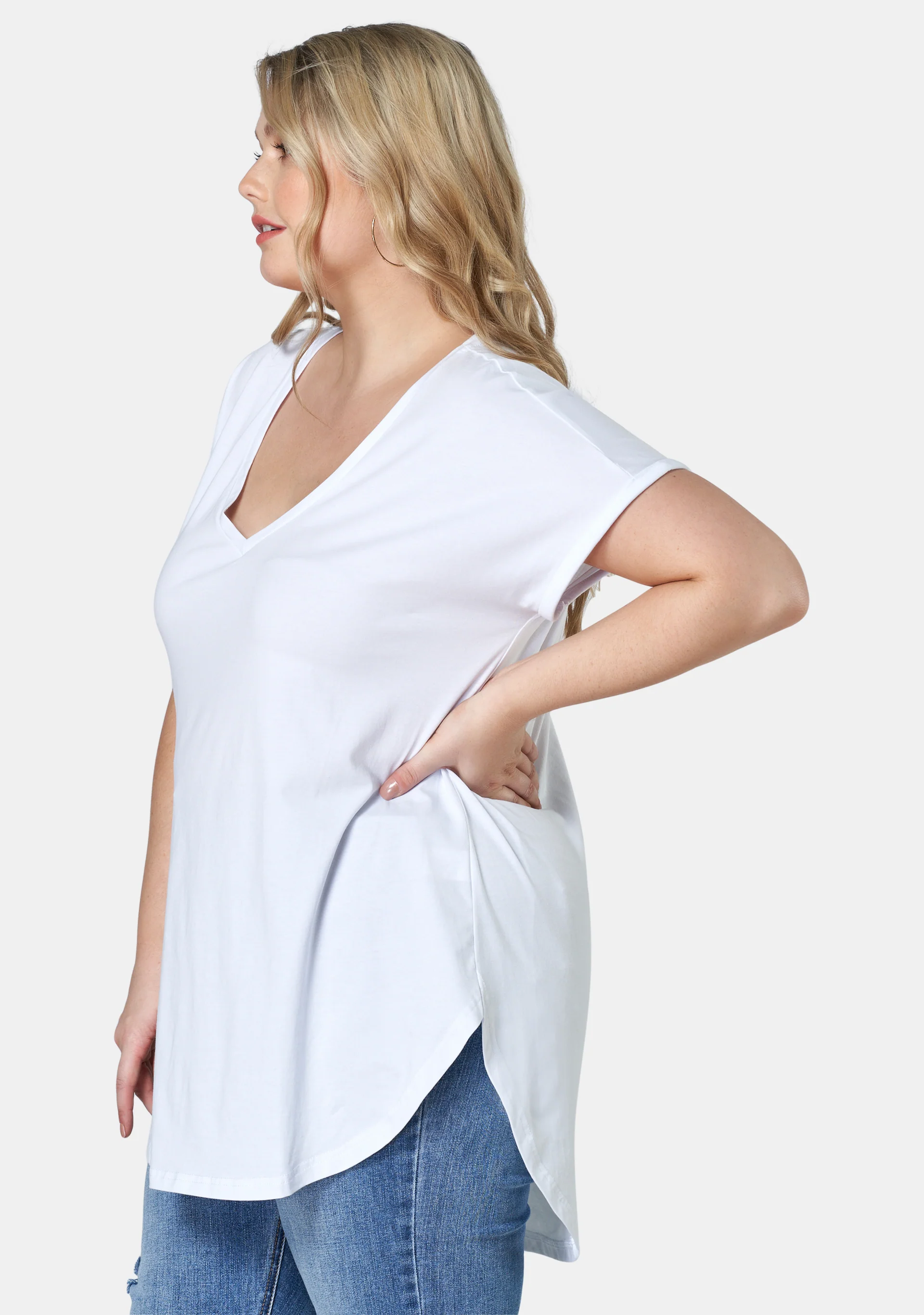 Jacinta Longline V Neck Tee - Image 5