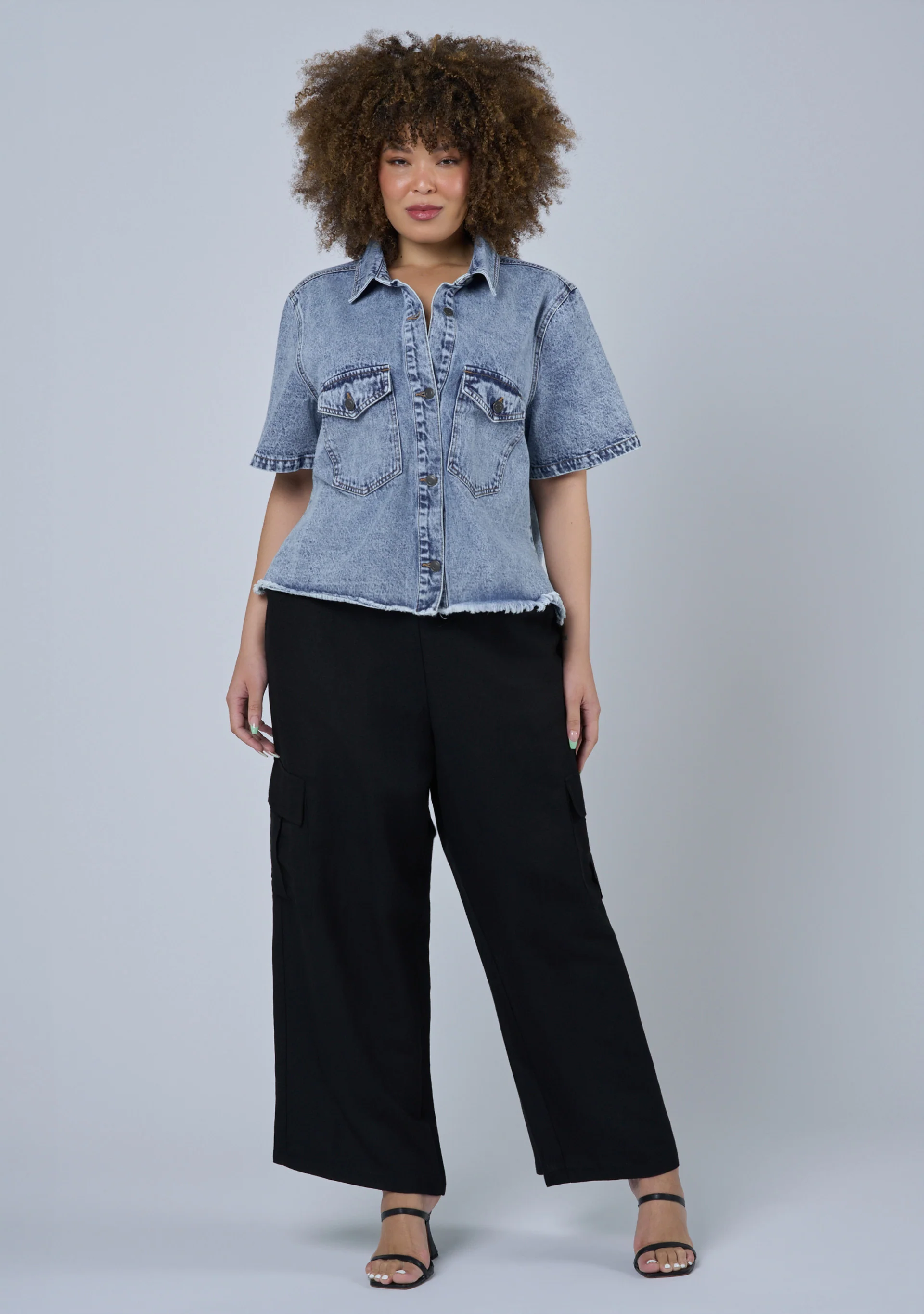 Melissa Cropped Denim Shacket - Image 3