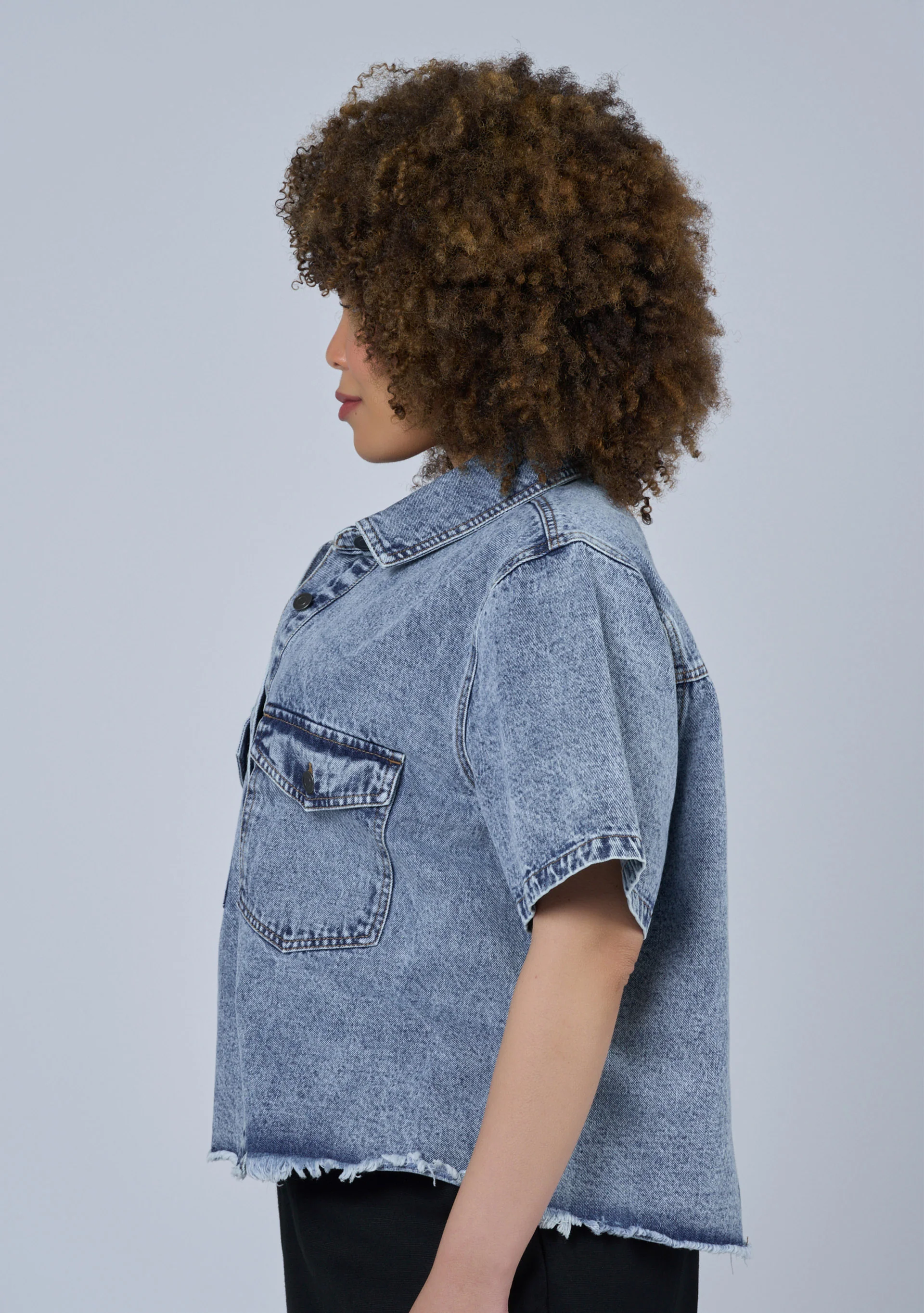 Melissa Cropped Denim Shacket - Image 4