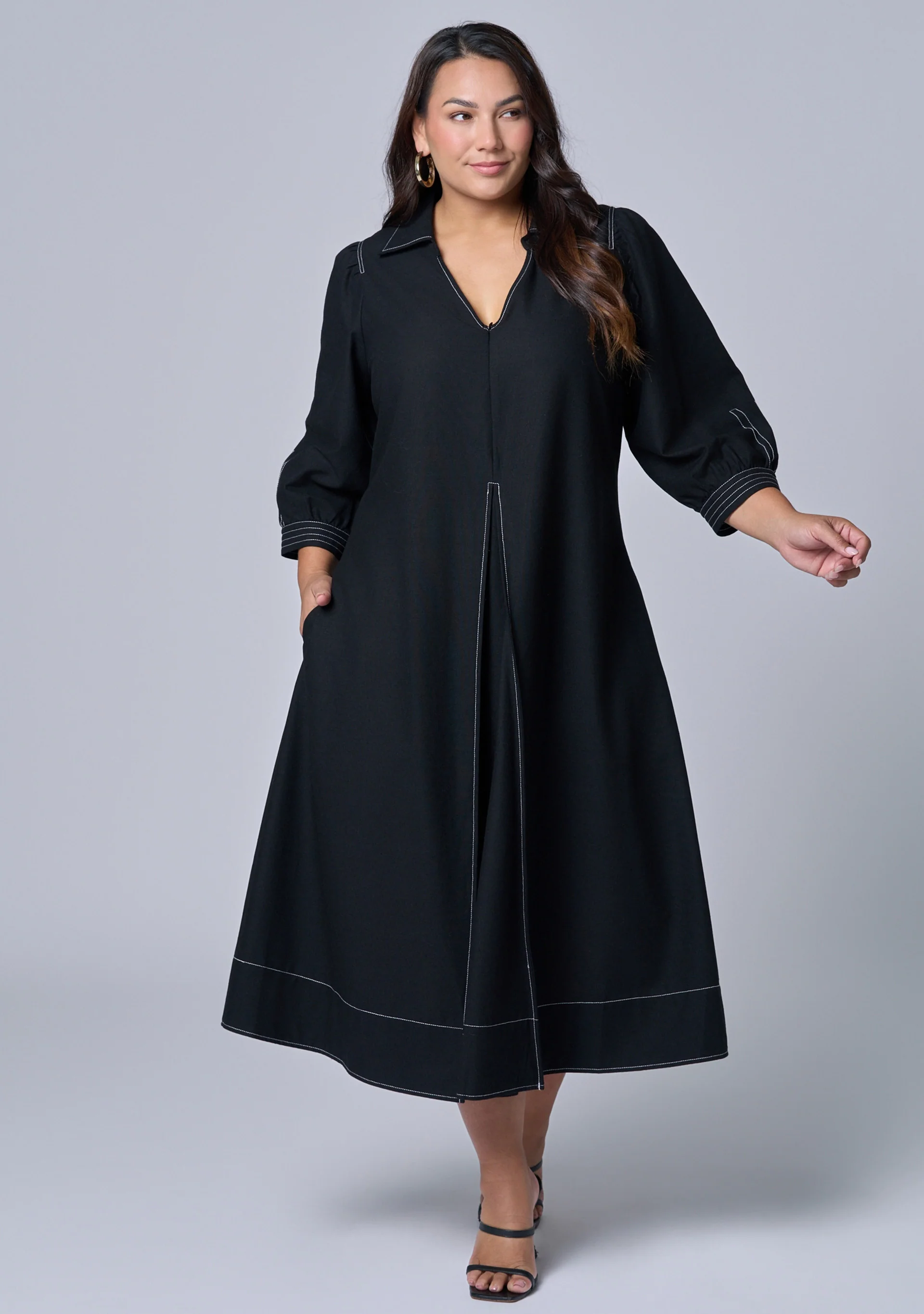 Midnight Muse Midi Shirt Dress - Image 2