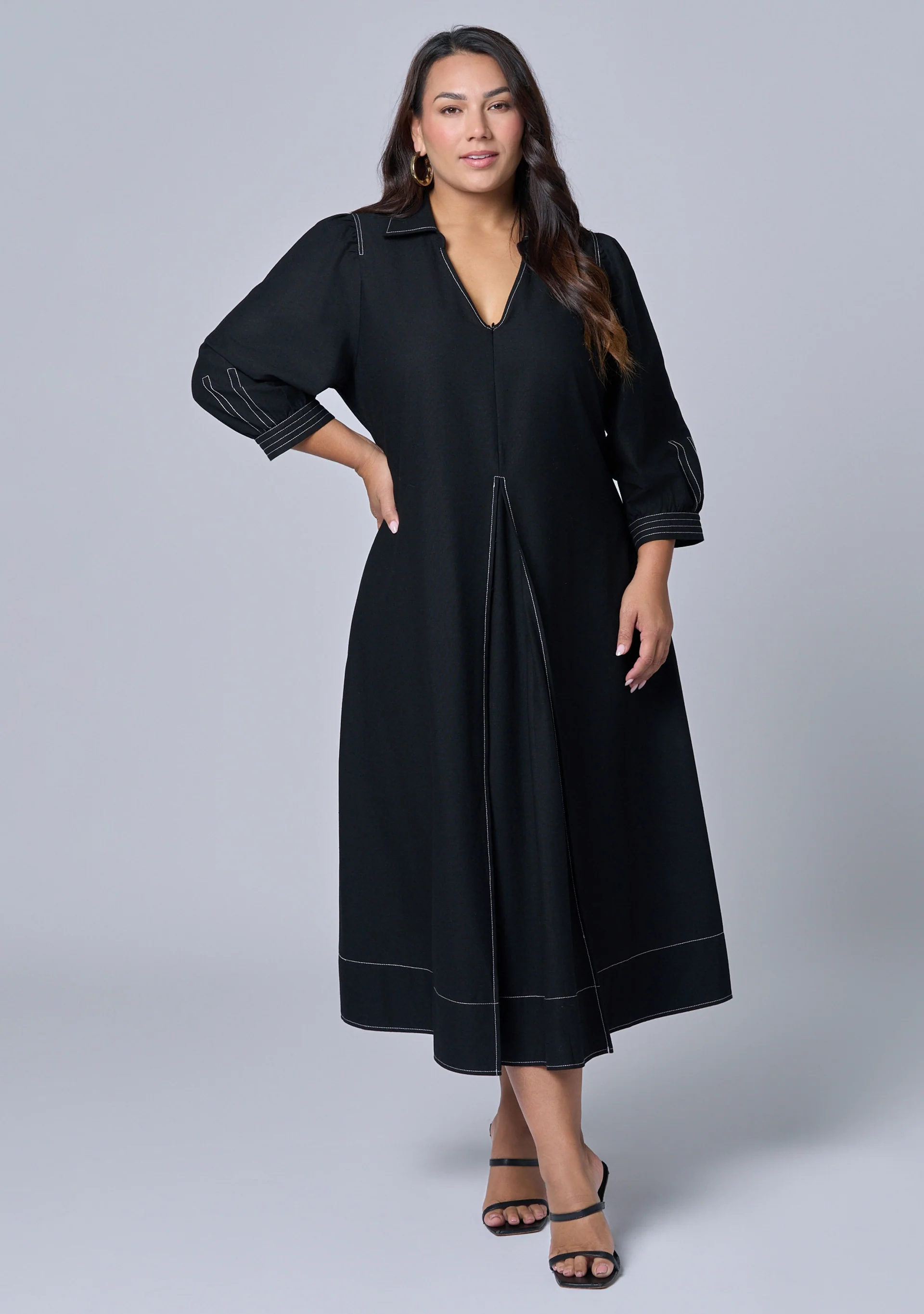 Midnight Muse Midi Shirt Dress - Image 3