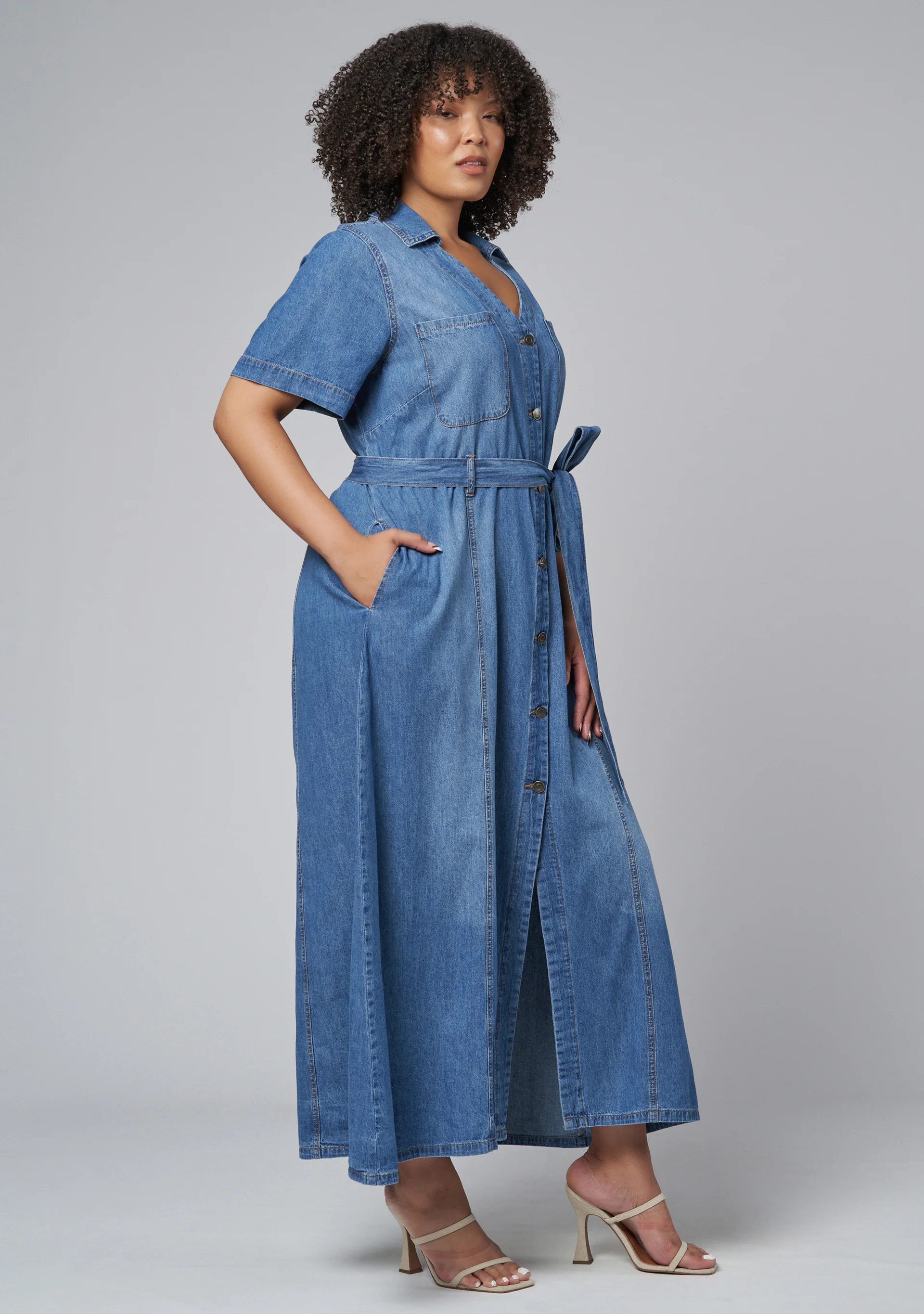 Naomi Chambray Maxi Dress - Image 4