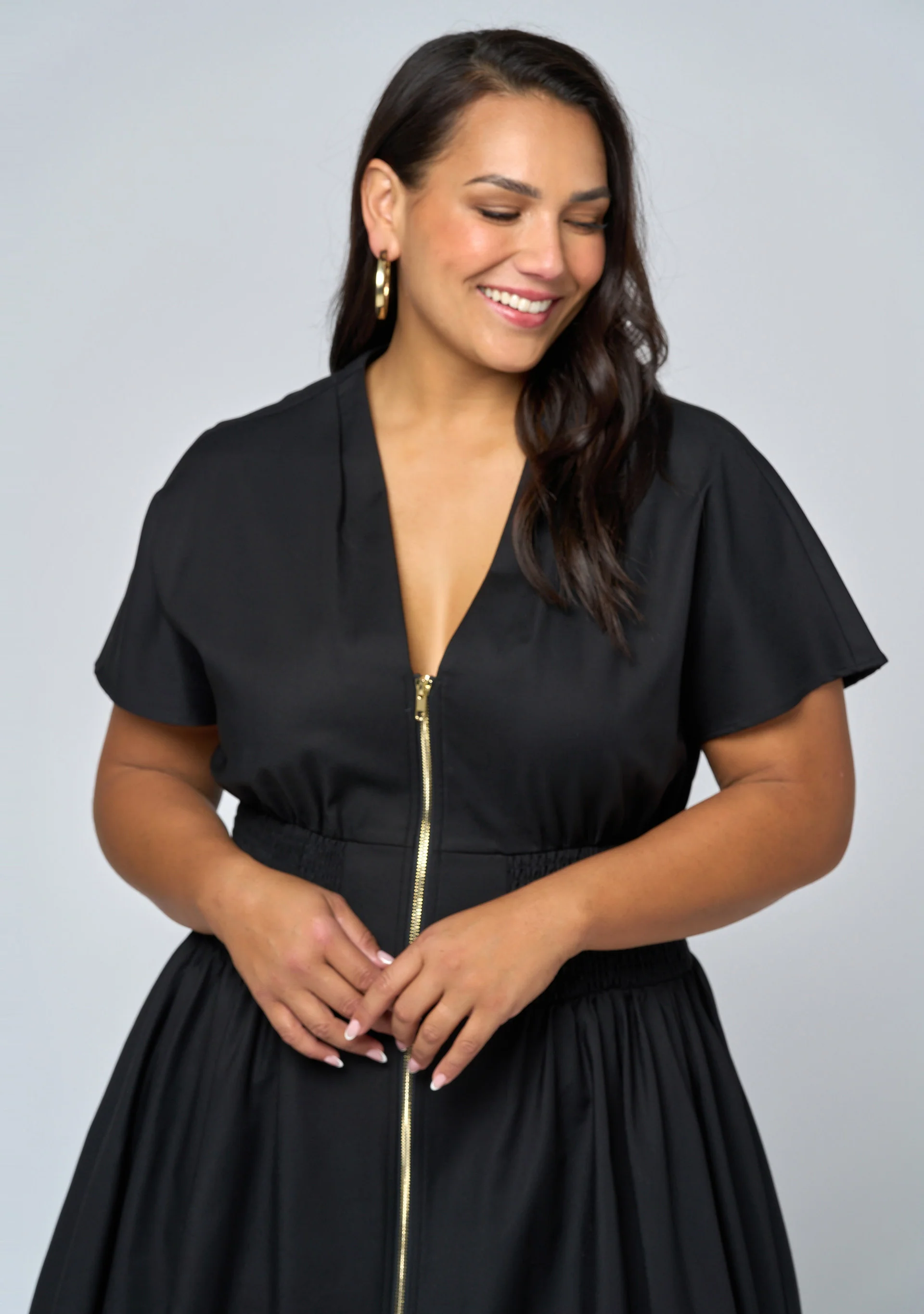 Octavia Zip Front Midi Dress - Image 6
