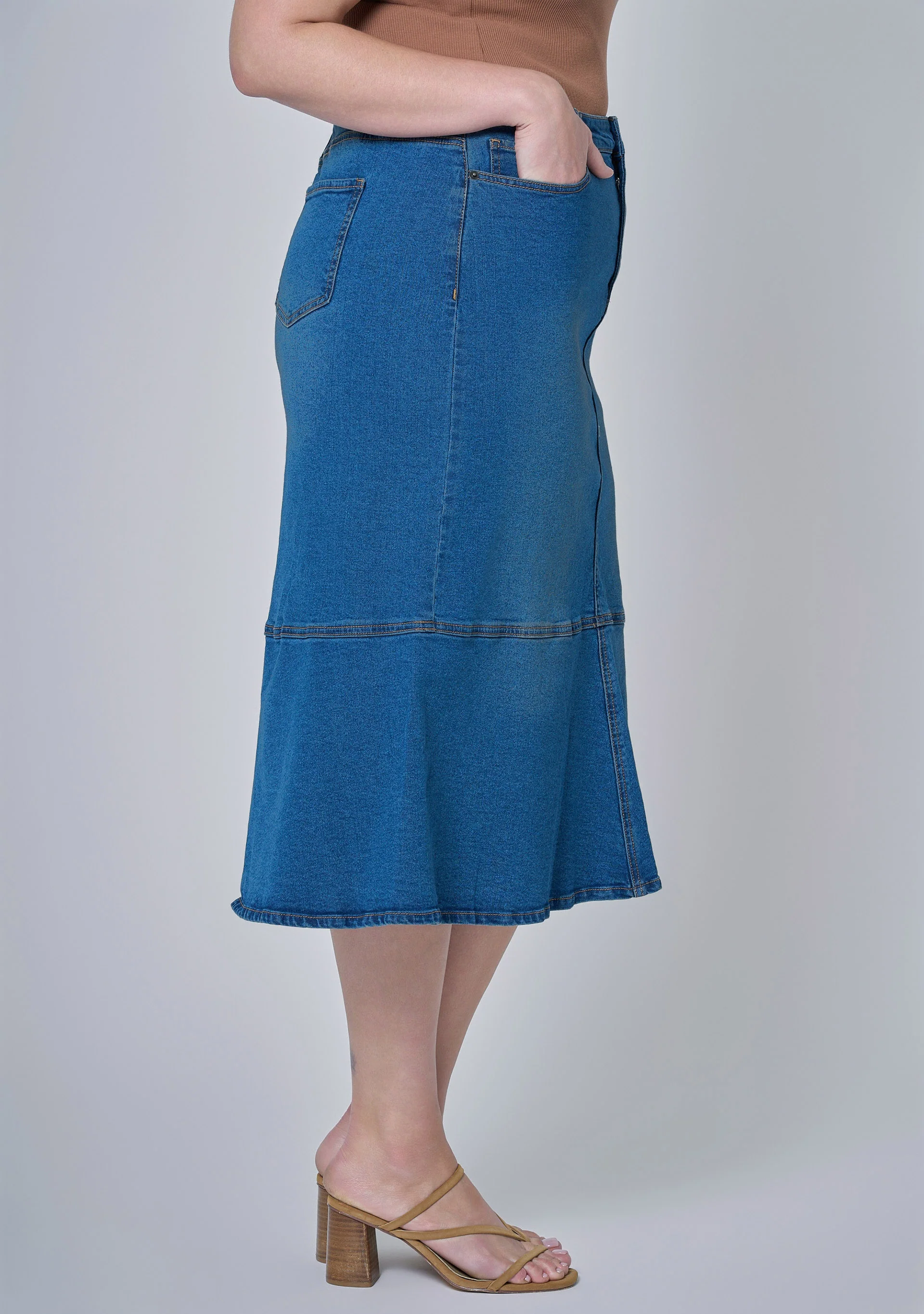Penny Denim Midi Skirt - Image 4