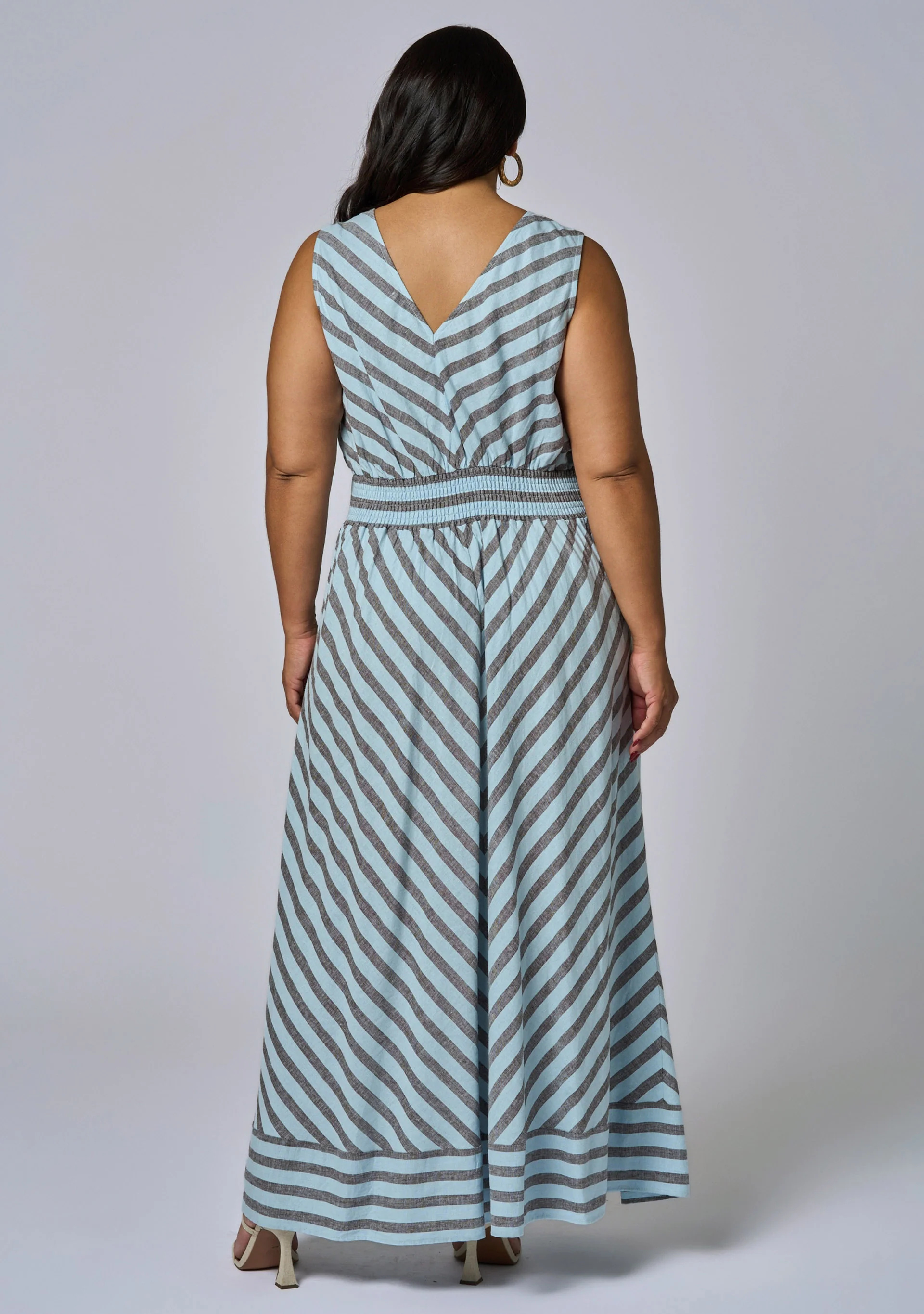 Sage Striped Linen Maxi Dress - Image 5