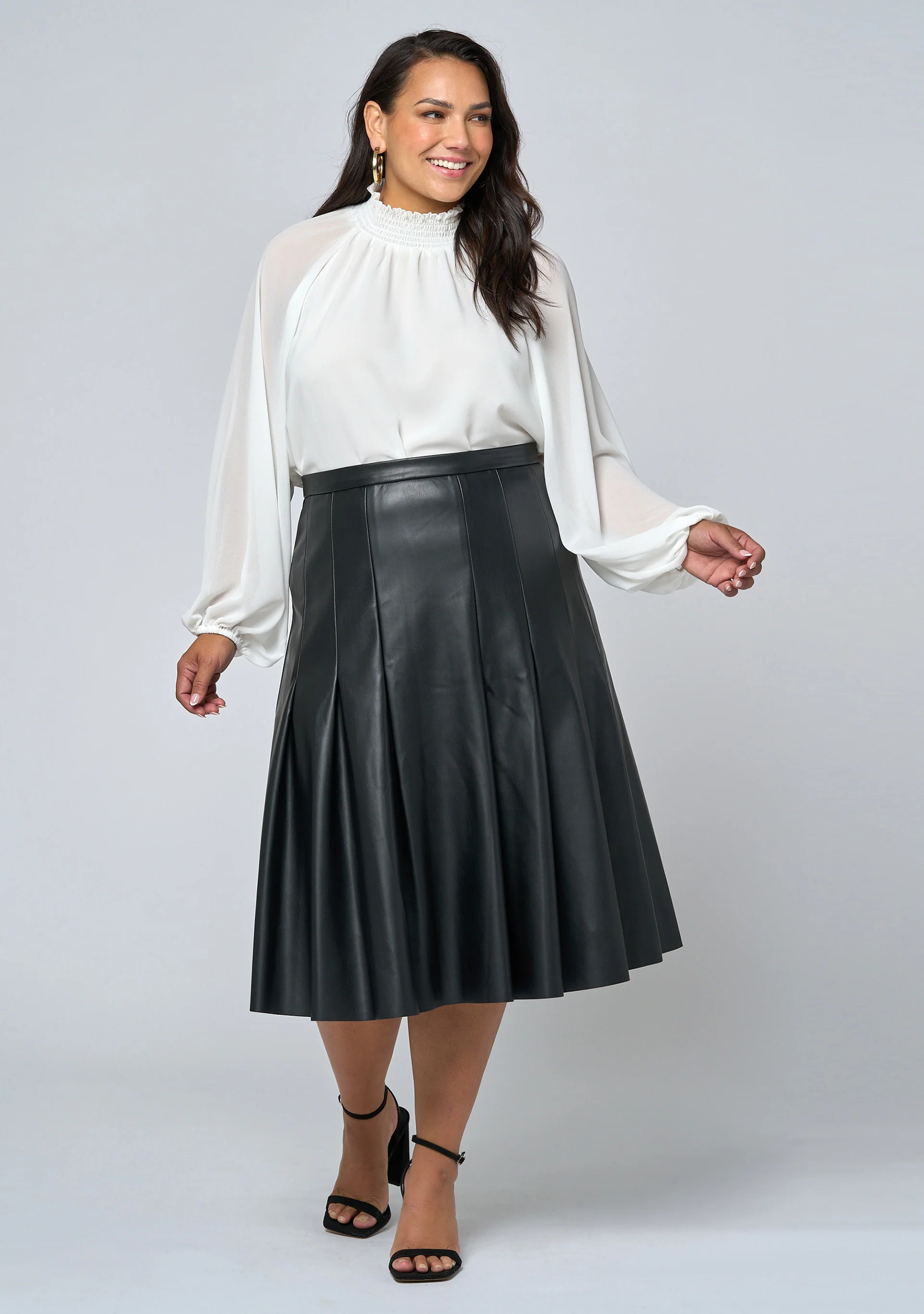 Seraphina Pleated PU Skirt - Image 3