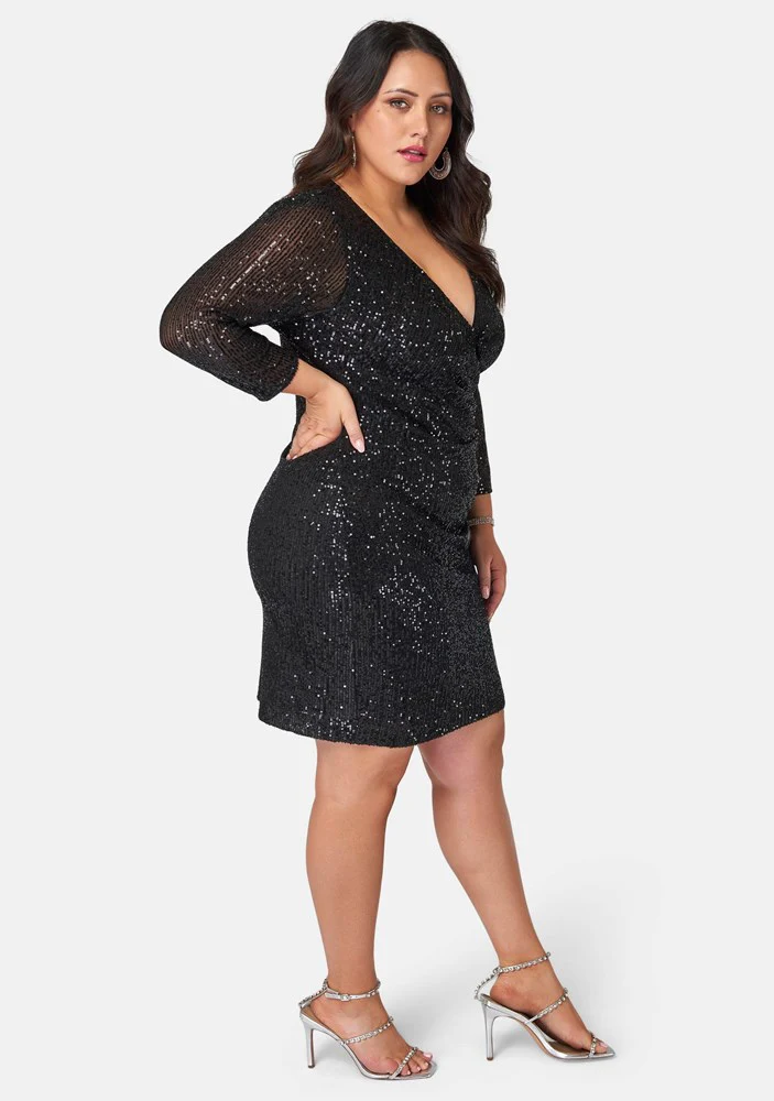 Smokin Hot Sequin Wrap Dress - Image 3