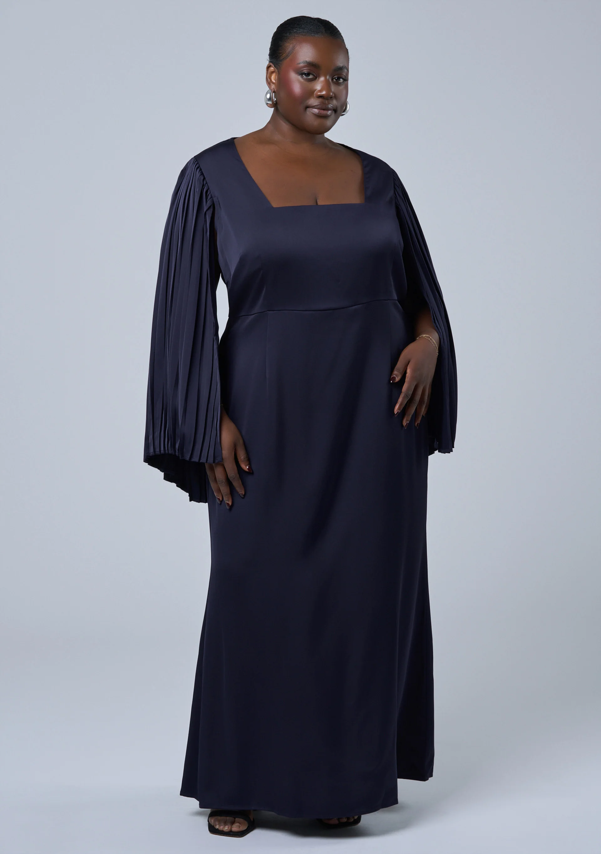 Sultry Satin Cape Dress