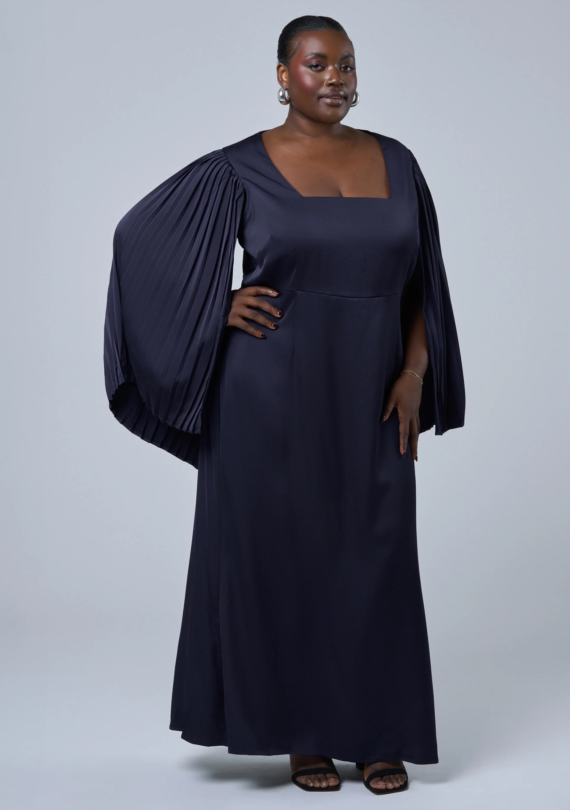 Sultry Satin Cape Dress - Image 2
