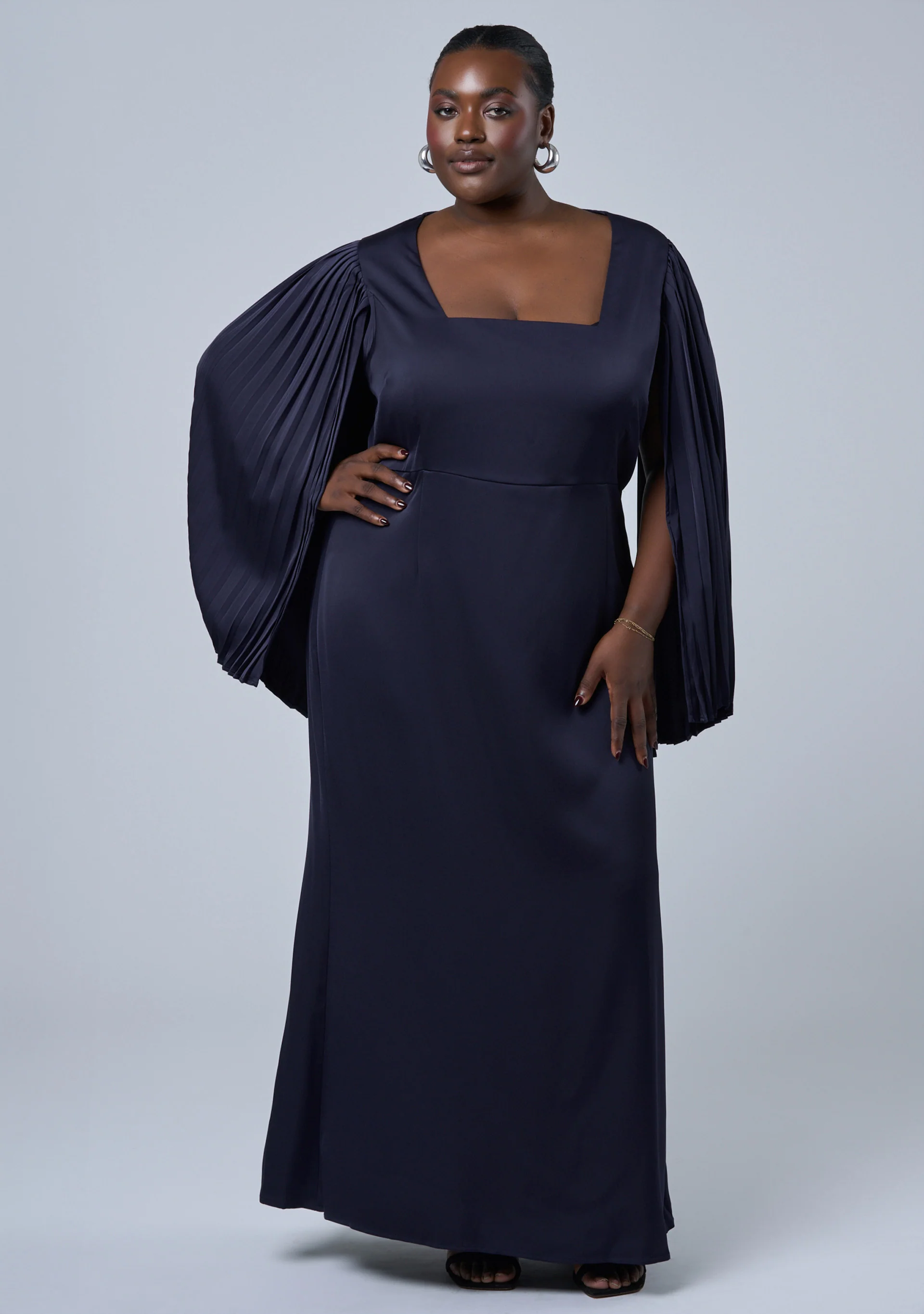 Sultry Satin Cape Dress - Image 3