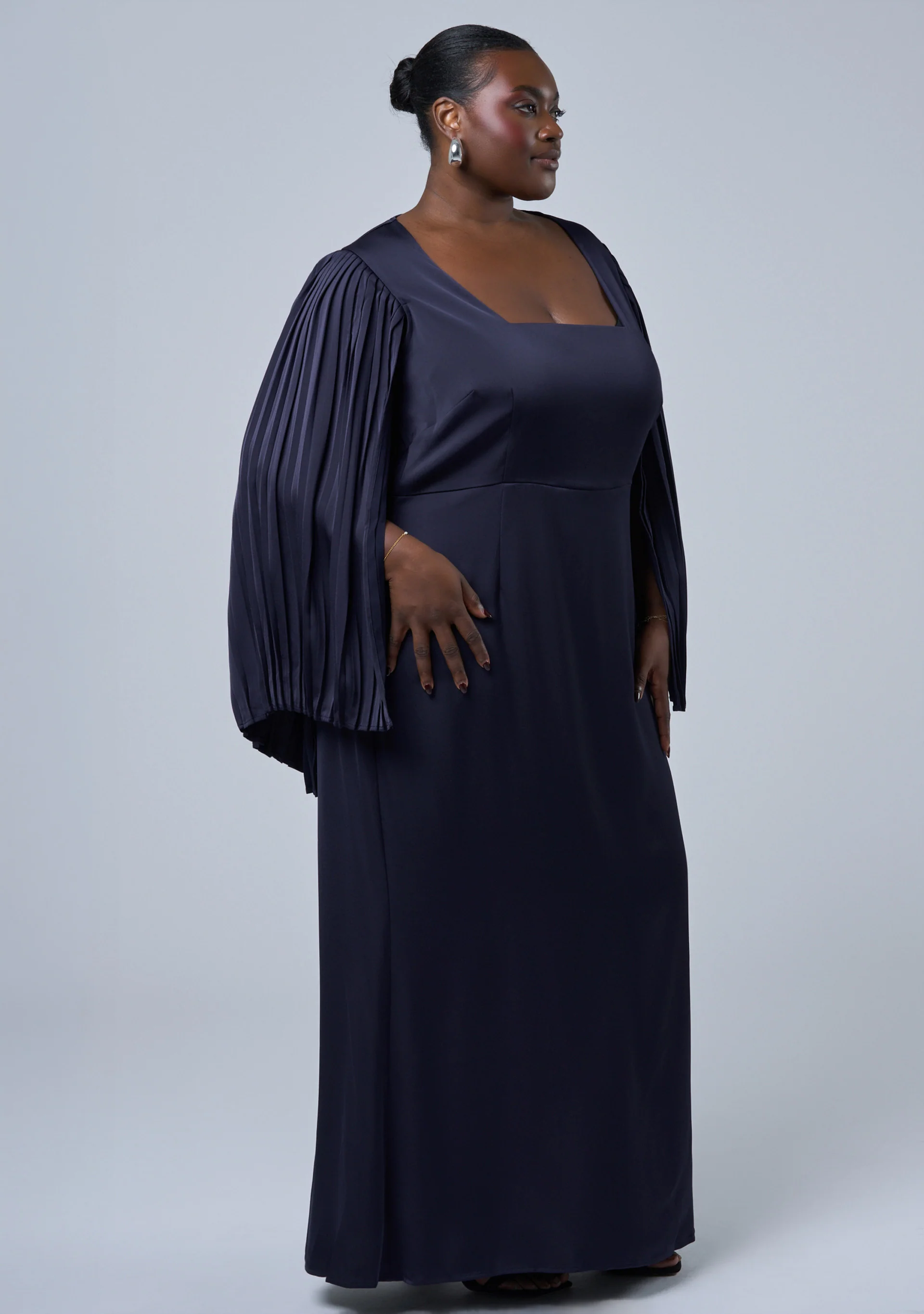 Sultry Satin Cape Dress - Image 4