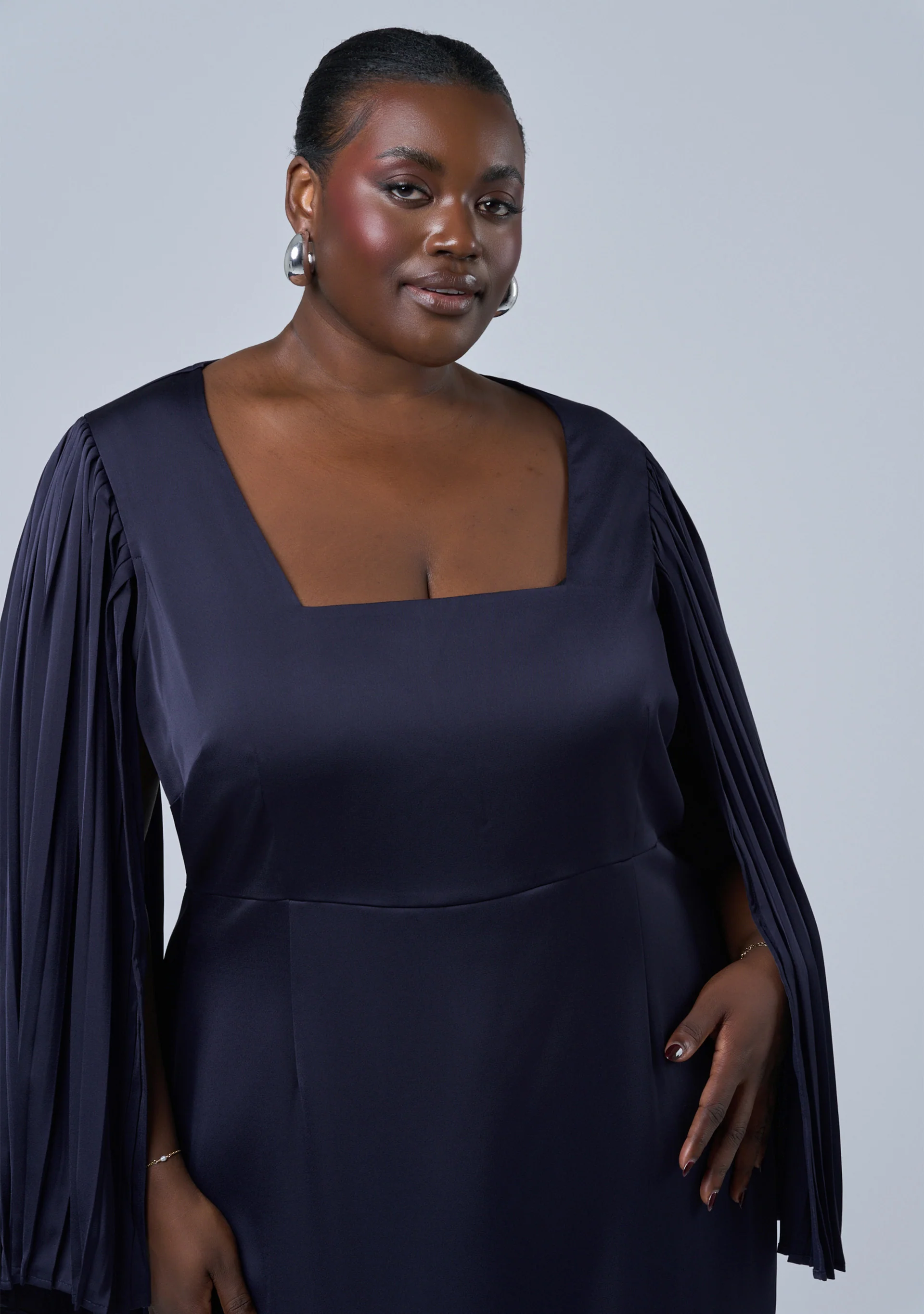 Sultry Satin Cape Dress - Image 6