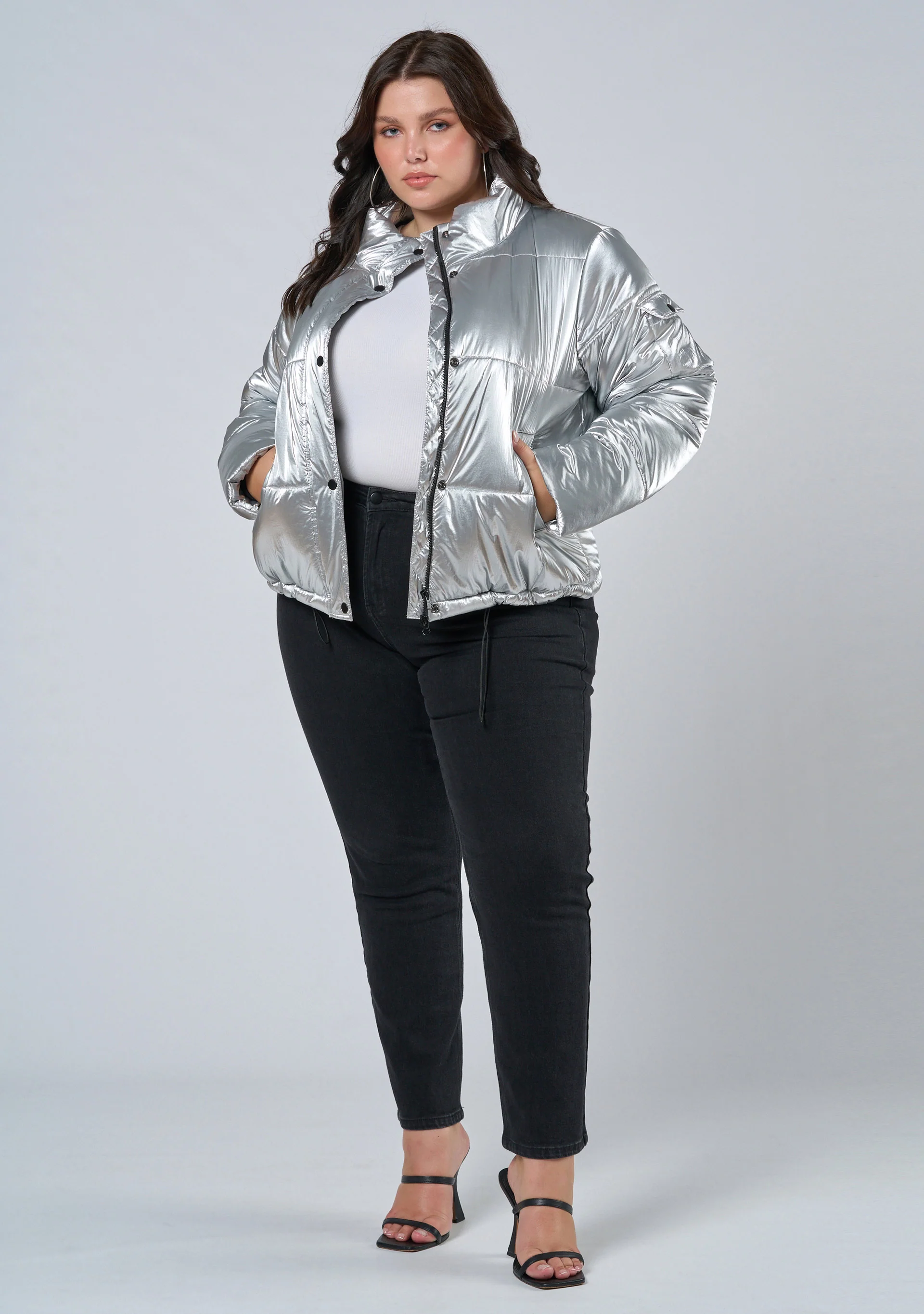 Superfly Silver Puffa Jacket - Image 4