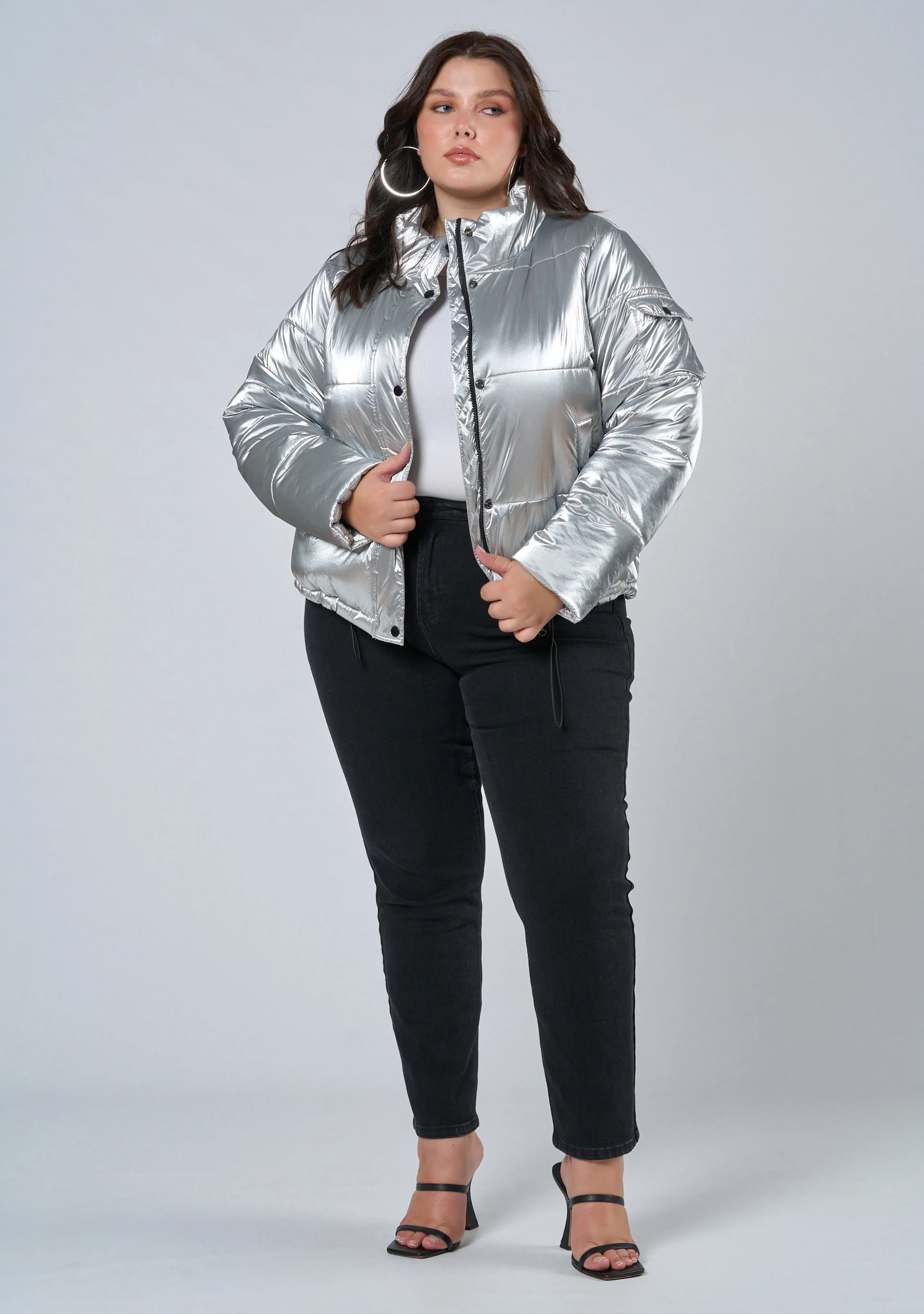 Superfly Silver Puffa Jacket - Image 5