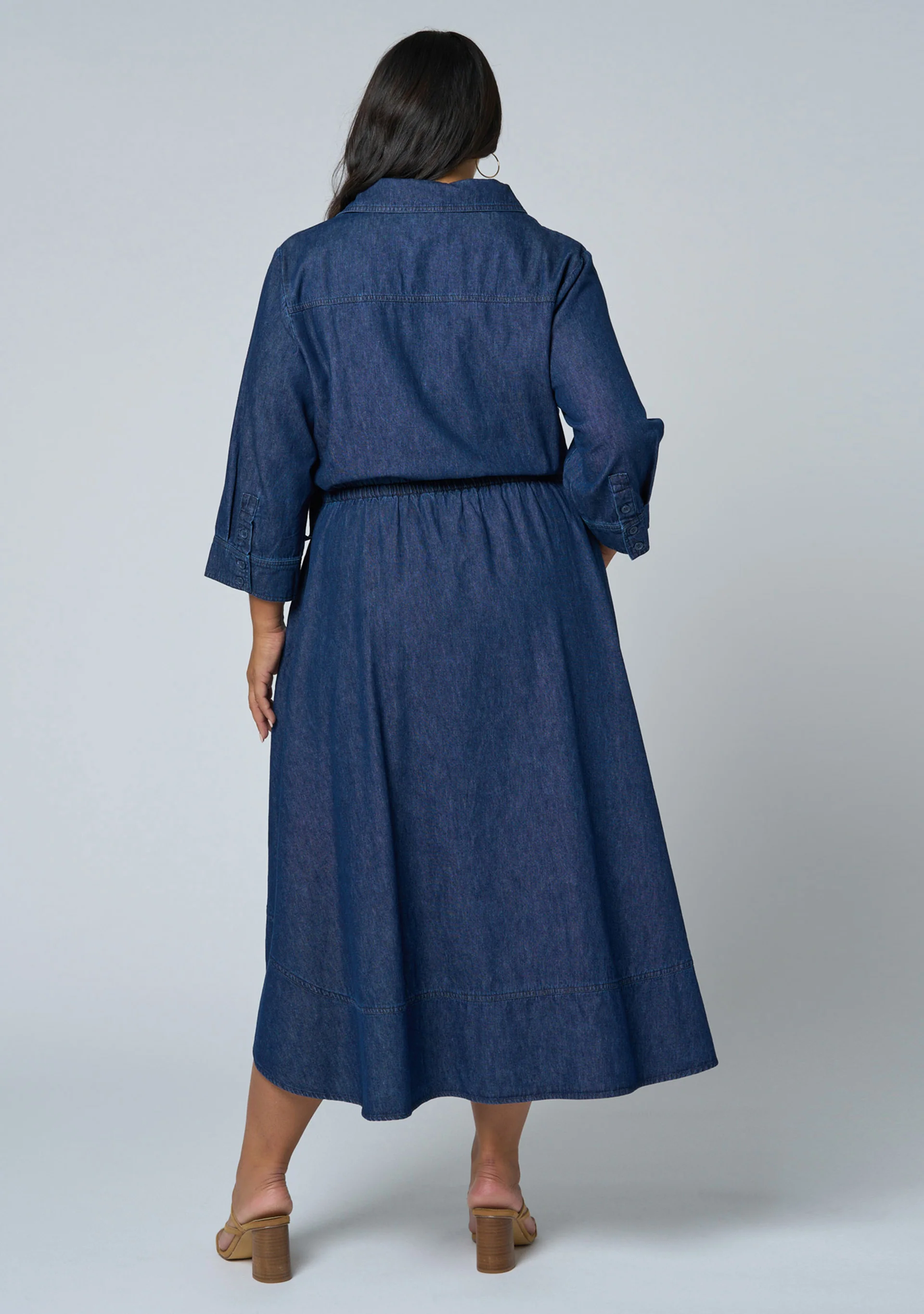Thalia Chambray Wrap Midi Dress - Image 5