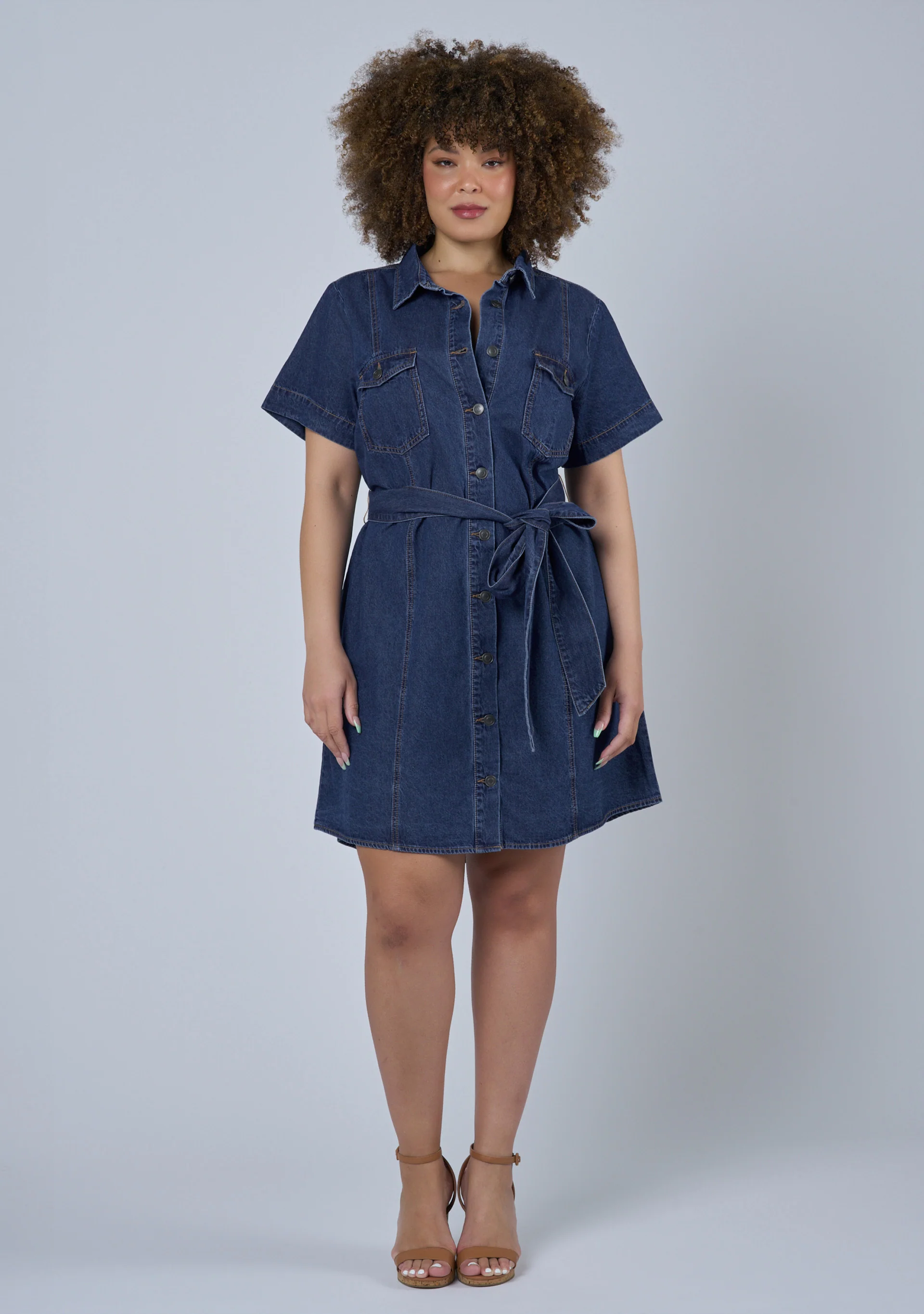 Tia Chambray Mini Shirt Dress - Image 2