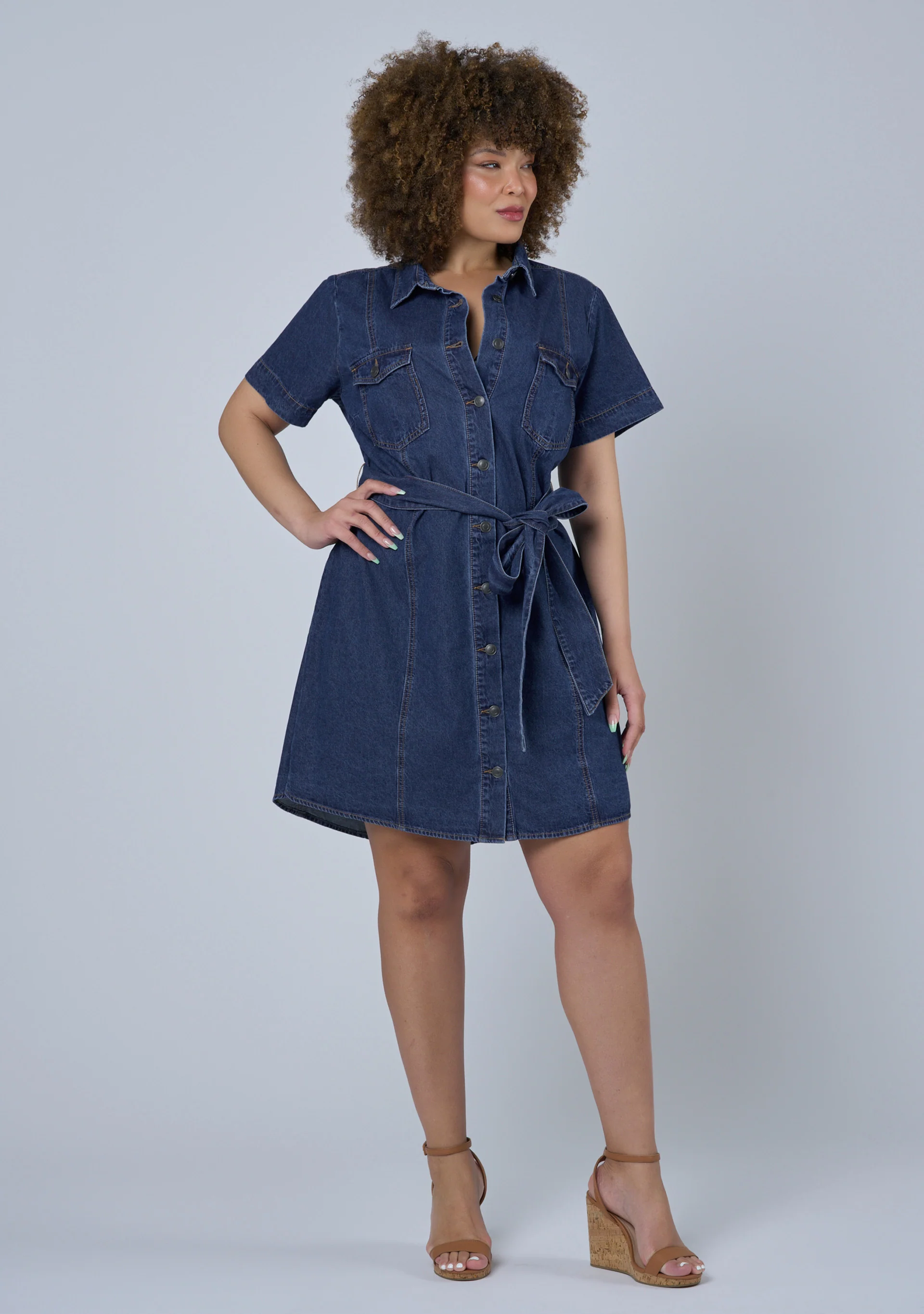 Tia Chambray Mini Shirt Dress - Image 3