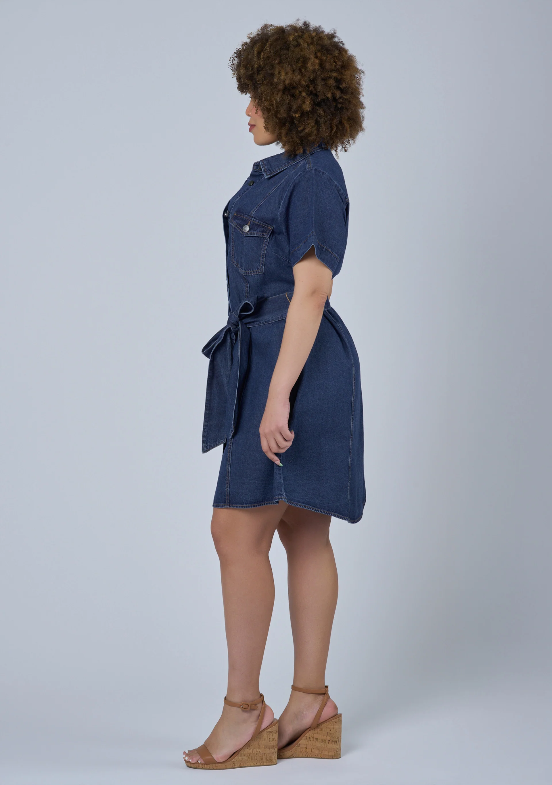 Tia Chambray Mini Shirt Dress - Image 4