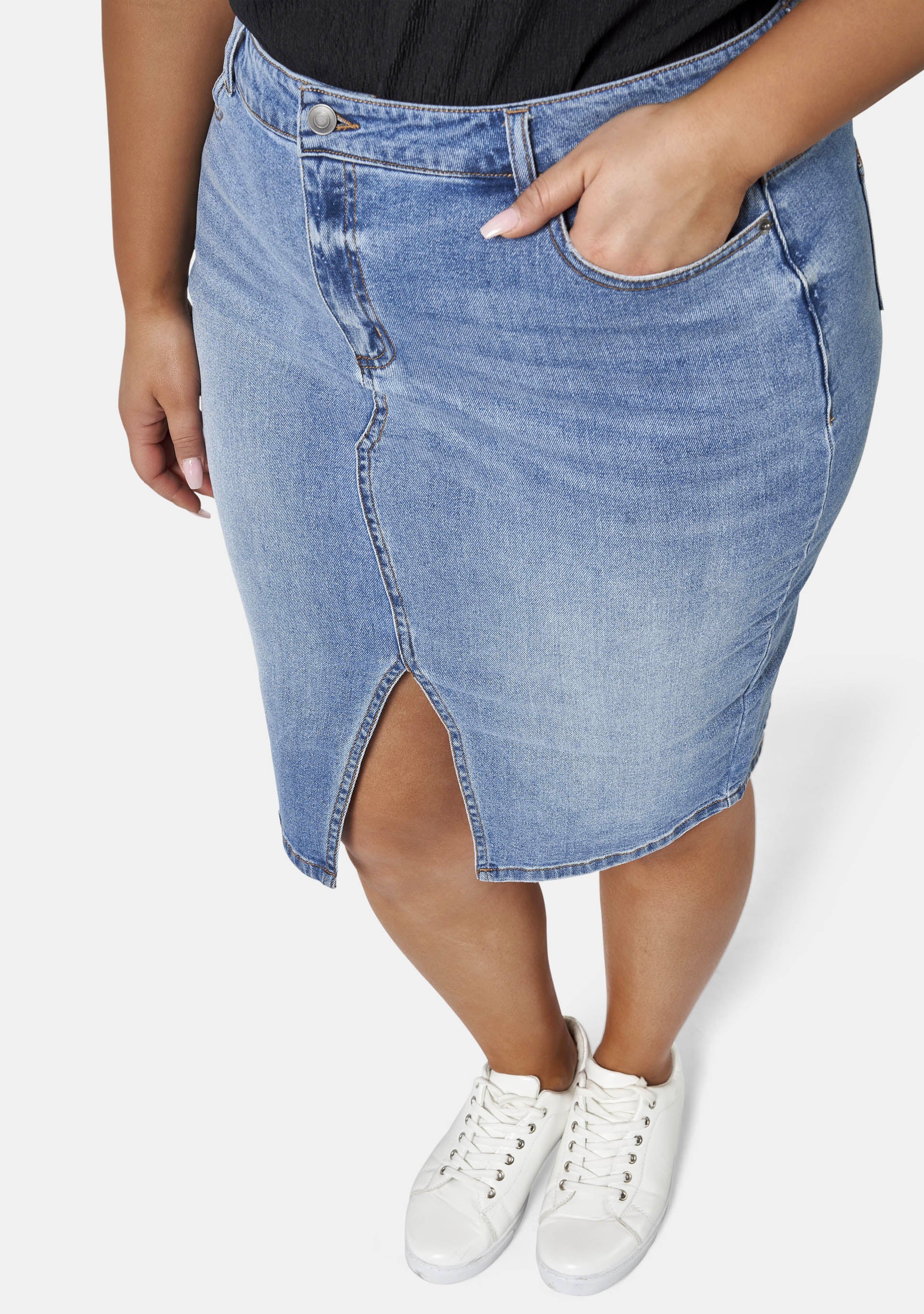 Two Men Down Denim Skirt - Image 5