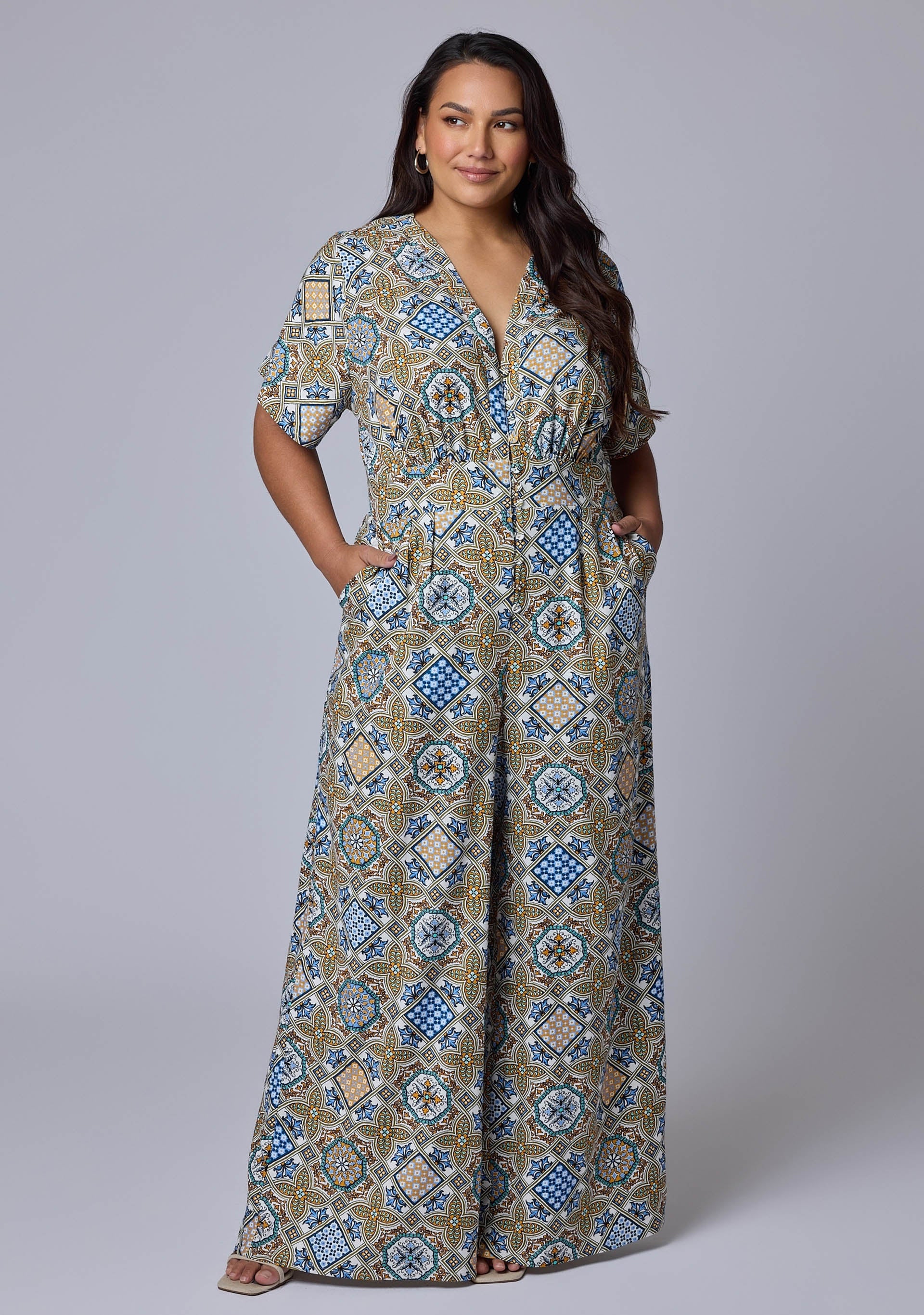 Zoe Linen Printed Jumpsuit